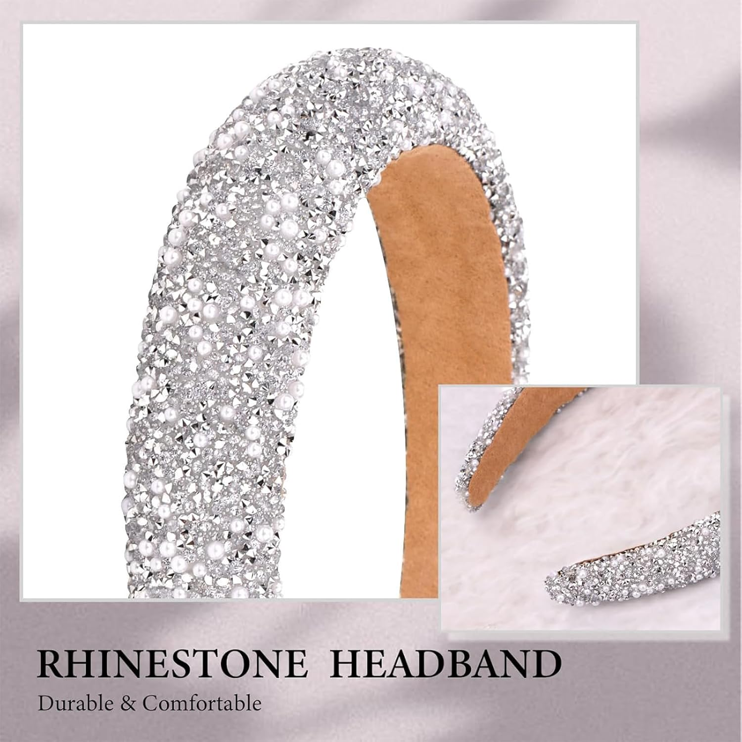 Jga Accessories Women, Bride to Be Headband with Rhinestones, Heart Sunglasses, Set of 2 in Silver and Porcelain White, Perfect for Bride Party and Stag Night image number 2