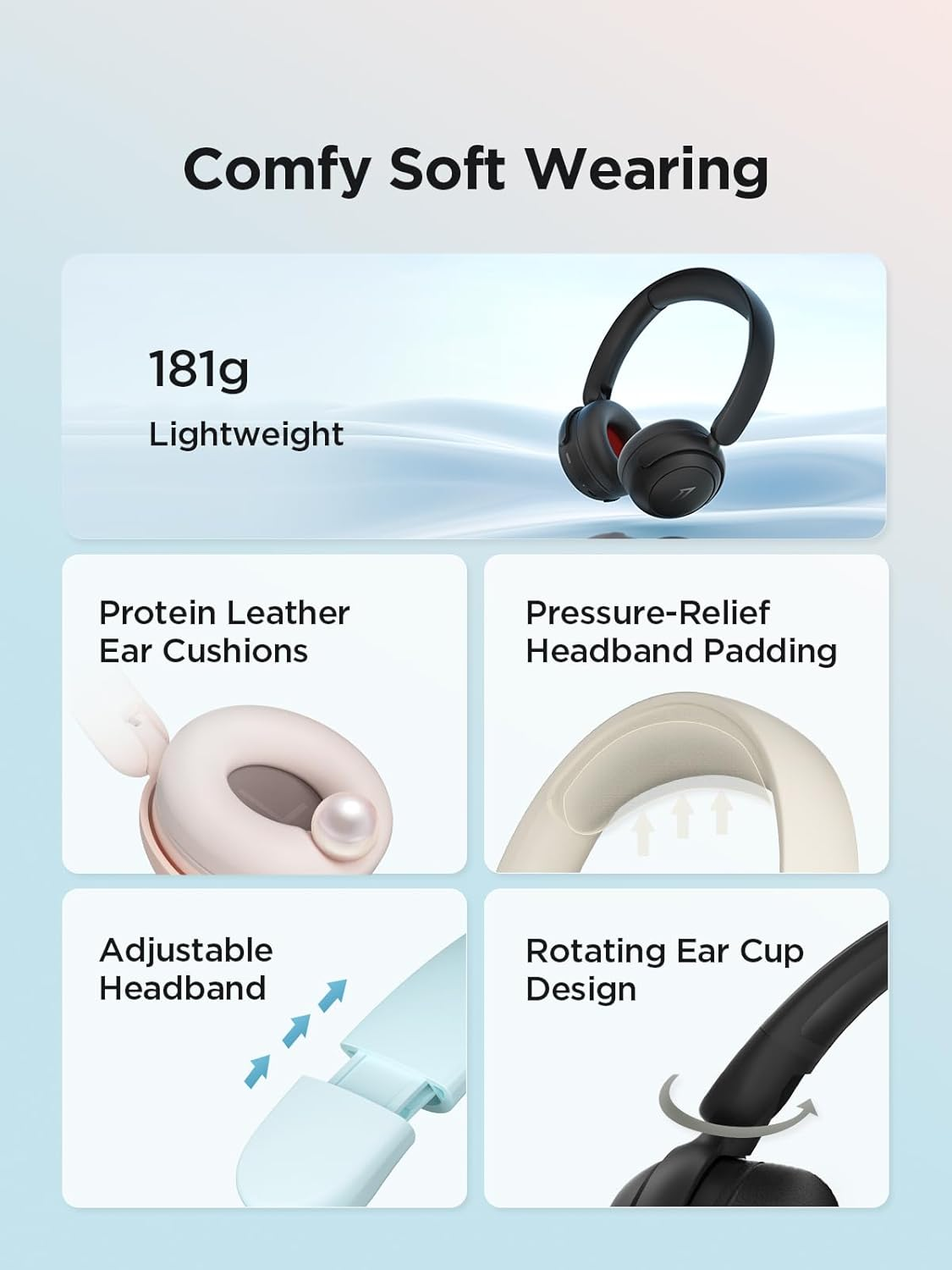 1MORE Kids Headphones Wireless, Sonoflow Mini Hearing Protection Study Headphones, Bluetooth Headphone over Ear, Kids Headset, Safe Volume 75/85/90 Dba, 65H Play Time, Fast Charging (White) image number 1