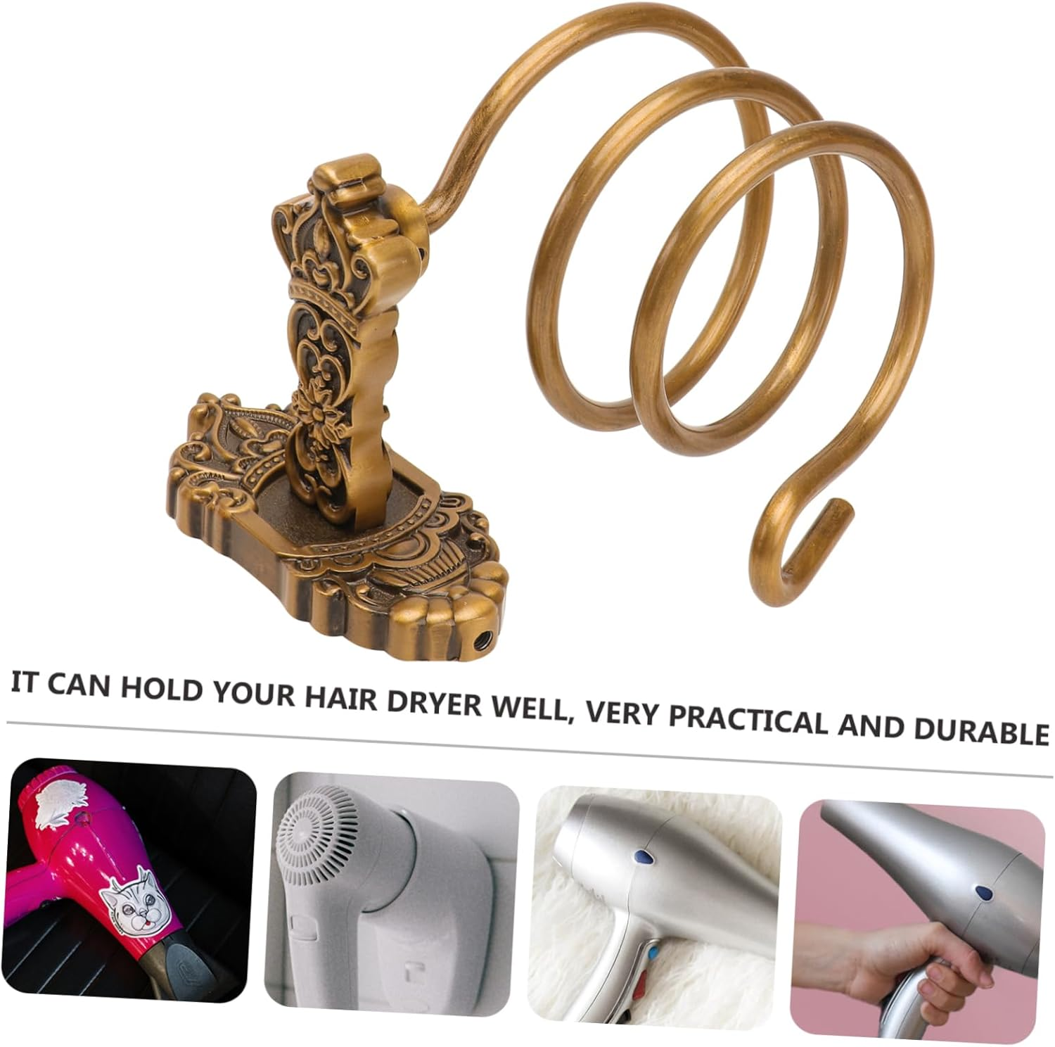 FRCOLOR Hair Dryer Organizer Spiral Rack Hands Hair Dryer Holder Storage Holder image number 3