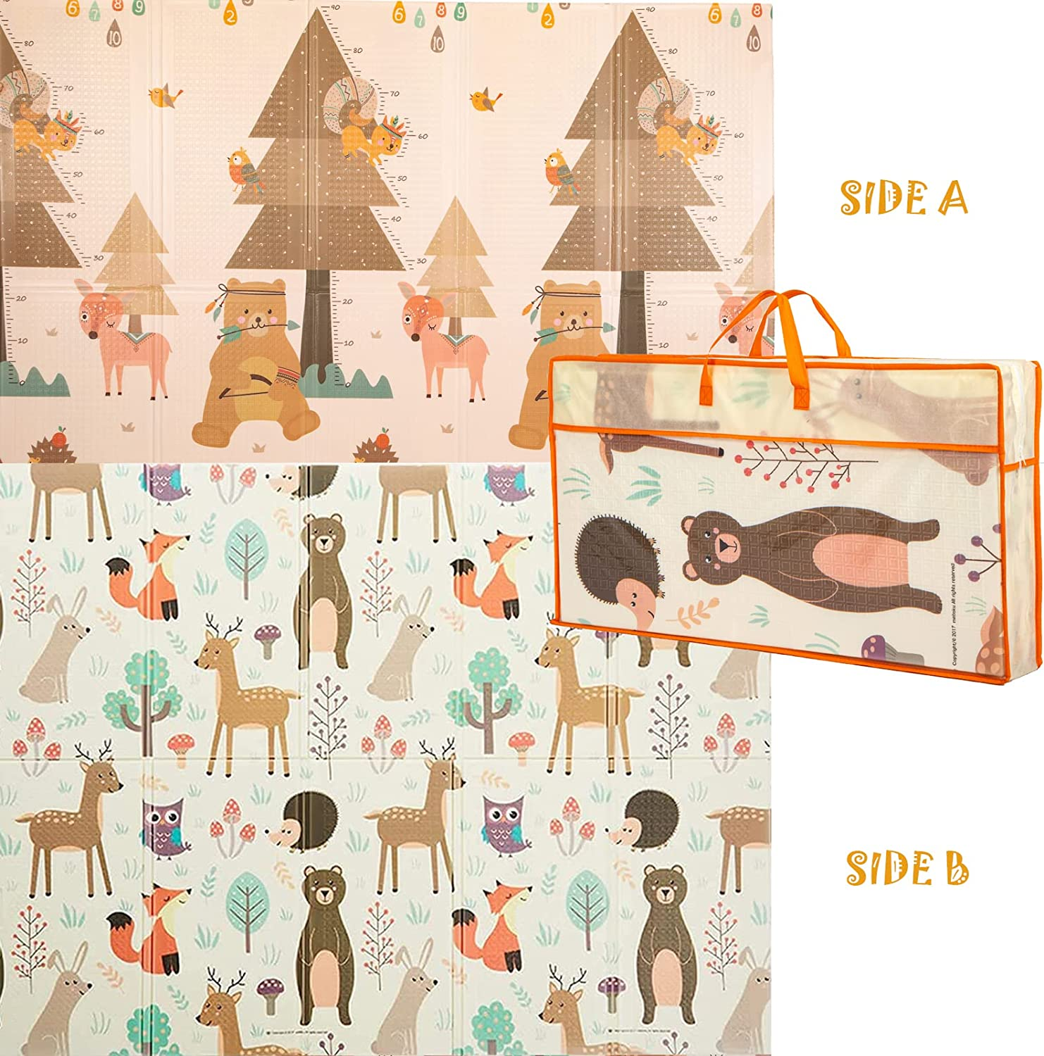 Play Mat Playmat Baby Mat Folding Crawling Large Foam Mat Portable Playmat for Babies (Milchig Wei&szlig;) image number 5