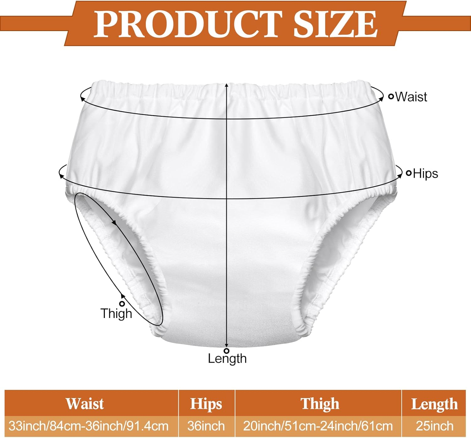 Swim Diapers for Adult Reusable Diaper for Pool Washable Leak Resistant Waterproof Adult Pull on Cover Pants for Men Women, White, Medium, Medium image number 2