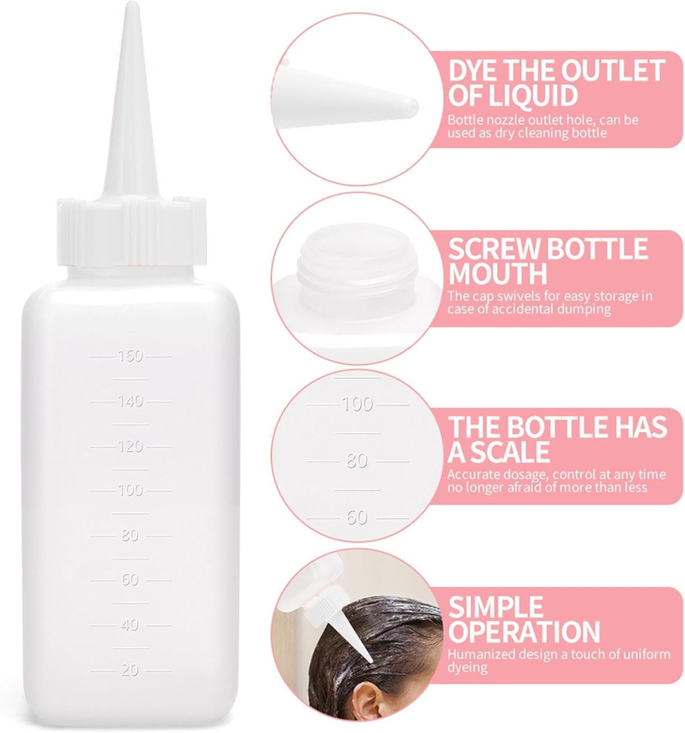 6X Squeeze Applicators Bottles Hair Coloring Bottle Multipurpose Bath Supplies Shampoo Bottles for Home Use Hairdressing, Medium image number 2