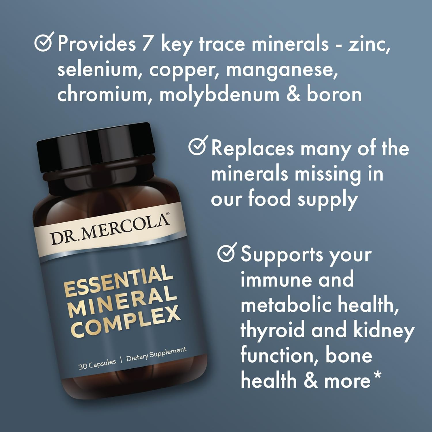 Dr. Mercola Essential Mineral Complex Dietary Supplement, 30 Servings (30 Capsules), Non GMO, Gluten Free, Soy Free image number 3