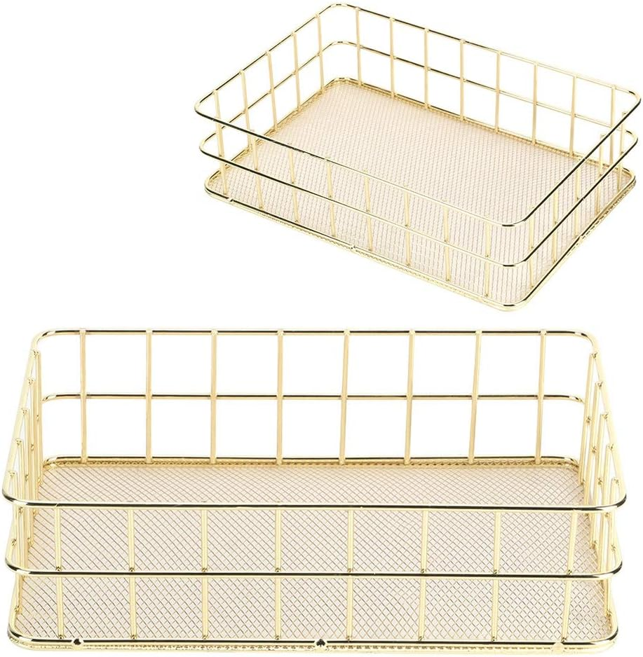 Golden Iron Storage Basket, Stylish and Simple Organisation Solution for Home with Beautiful Coating, Durable Wrought Iron, Space-Saving and Ideal (Large image number 5