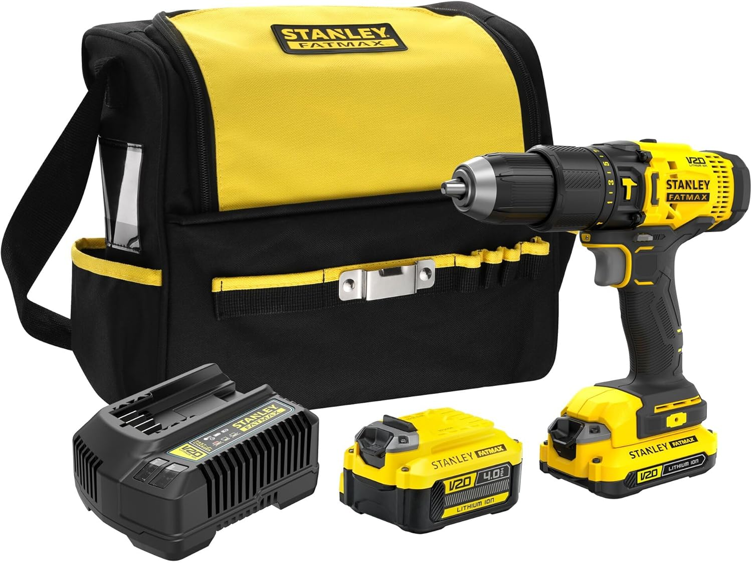 STANLEY FATMAX V20 | 18V Cordless Hammer Drill/Driver Kit - 2-Speed 50 Nm Torque, 13 Mm Chuck for DIY Drilling & Fastening, 2.0 & 4.0 Ah Batteries & Charger image number 3