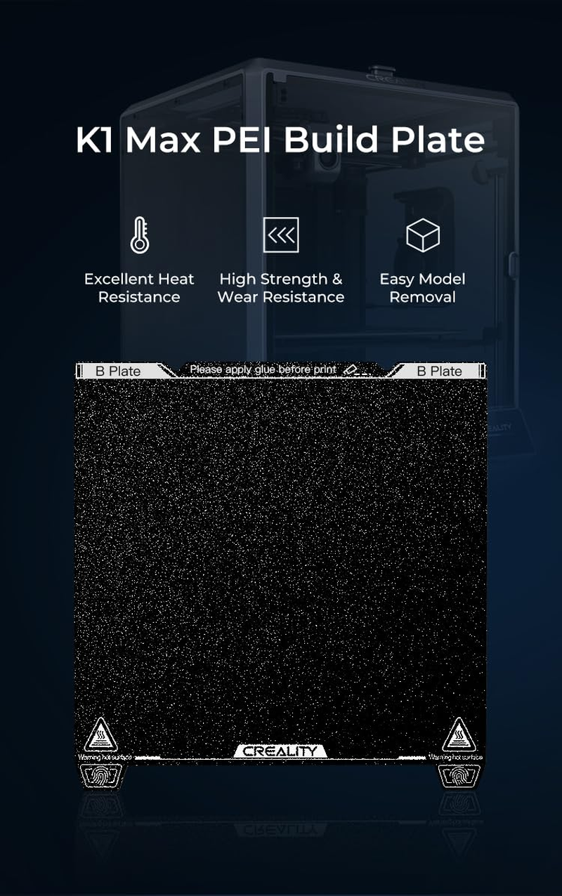 Creality Upgraded K1 Max Frosted PEI Build Plate Kit (315*310Mm), Magnetic Flexible Steel Plate, 3D Printer Platform for K1 Max/Cr-10 Smart/Pro/Ender-3 Max/Max Neo/10S PRO/10 V2/V3/Cr-X/Pro/10S PRO V2 image number 1