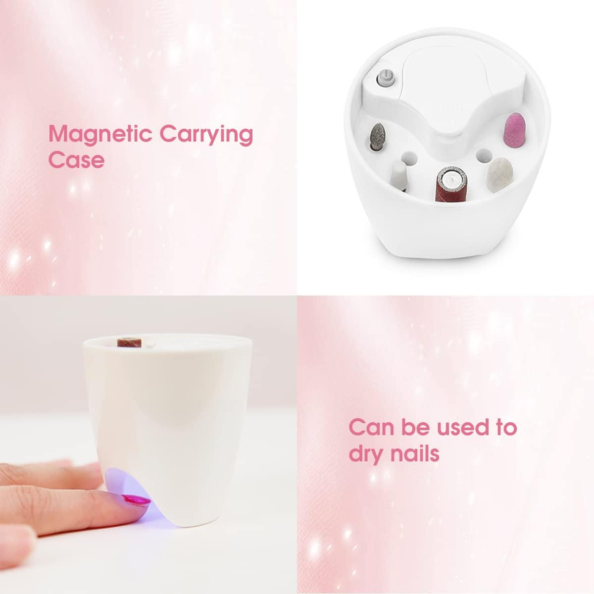 Touchbeauty Electric Nail File Drill with 10Pcs Nail Bits for Natural Nails, Manicure Pedicure Set with UV Light Stand, Nail Buffer Drill Polisher Fingernails Toenails Care Set Pink Color image number 1