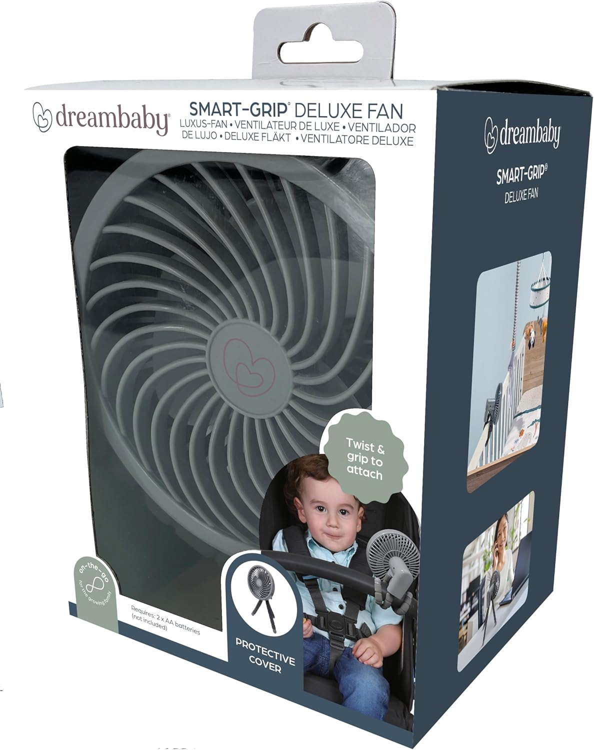 Dreambaby Pram Fan, Tripod Clip on Fan, Stroller Fan for Babies, Handheld Fan, Desk Fan, Portable Fan. Deluxe Smart-Grip Battery Tripod Fan. Cooling Fan for Stroller, Car Seat, Cot, Desk, Gym image number 5