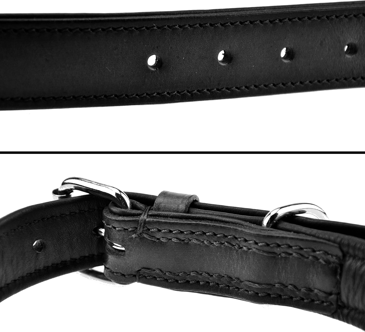 Schn&uuml;ffelfreunde Leather Dog Collar, Dog Collar for Large, Medium and Small Dogs, Leather Collar Padded, Robust (M - 28-36 Cm, Black) image number 3