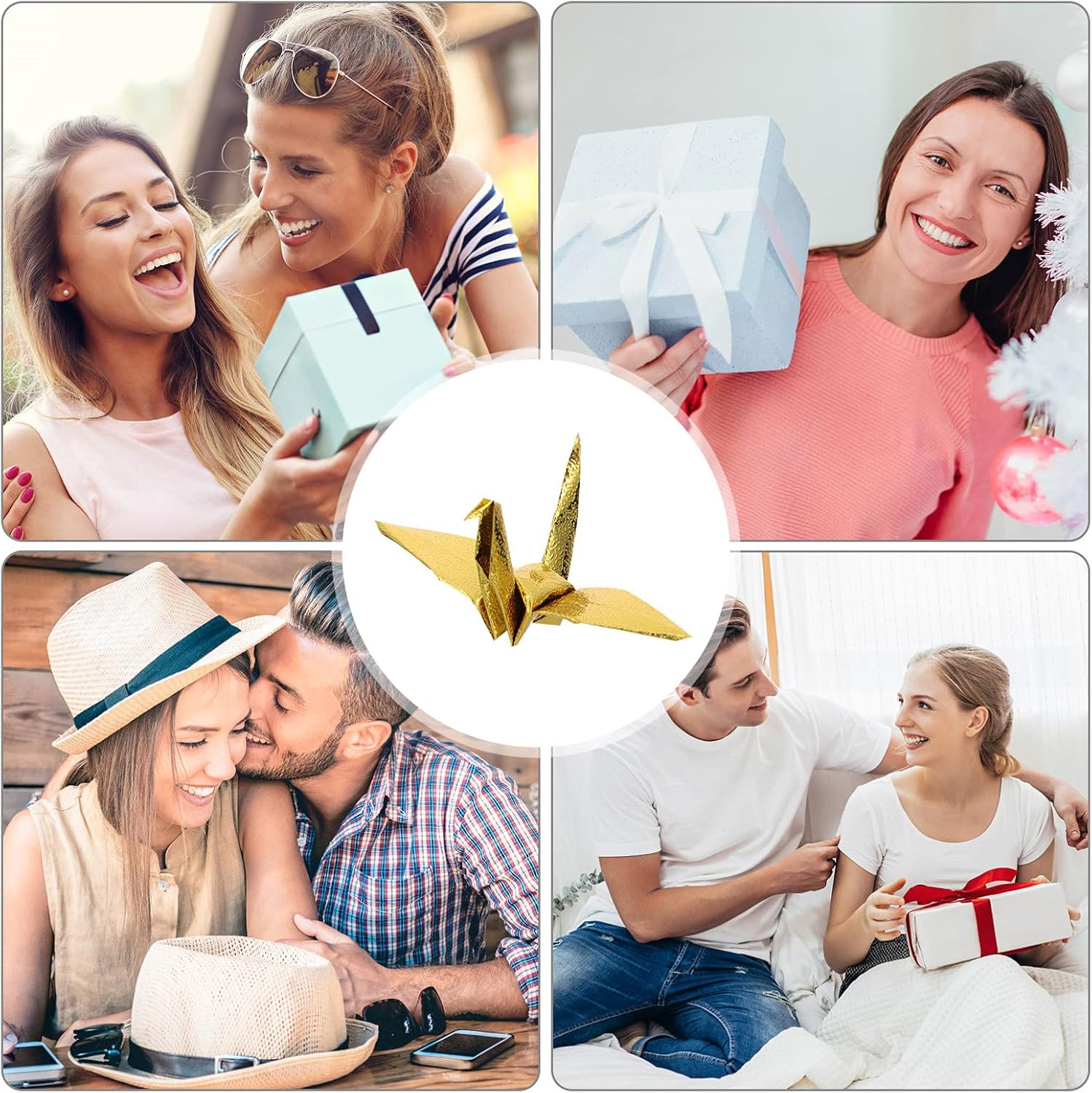 Kisangel 100Pcs 4&times;4 Square Origami Paper Gold Beautiful Foil Folding Paper for Crafting and Painting - Gold image number 5