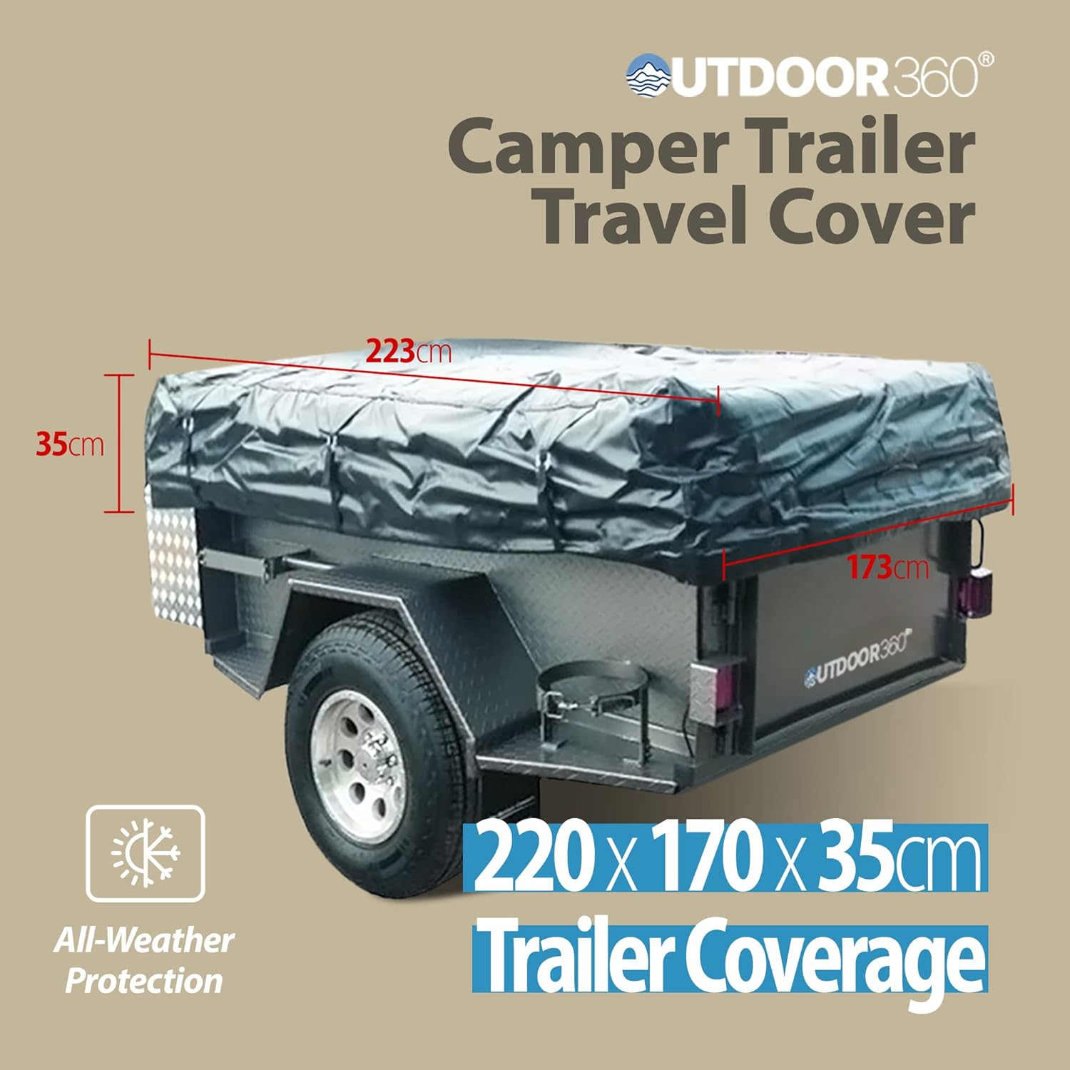 Outdoor360 PVC Camper Travel Trailer Cover Box Utility Cage Covers 2.2X1.7M Approx. Bed Base Fit image number 2
