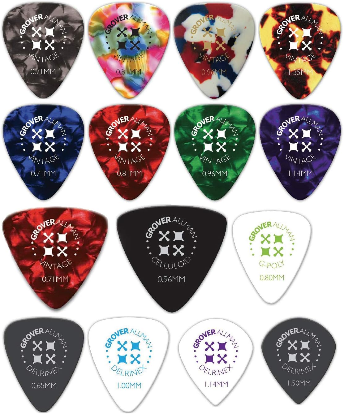 Grover Allman GAPS-15A Pick Assortment Set, 15 Pieces