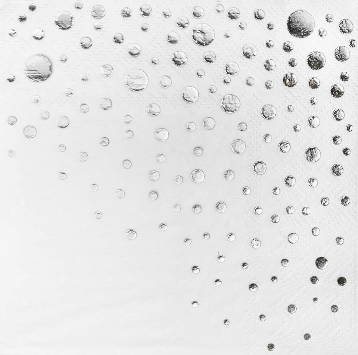 Stylish Silver Cocktail Napkins, 100 White and Silver Napkins, Disposable 5X5 Inch Silver Party Napkins, Wedding Napkins, Silver Paper Napkins, Wedding Cocktail Napkins, Silver and White Napkins image number 3