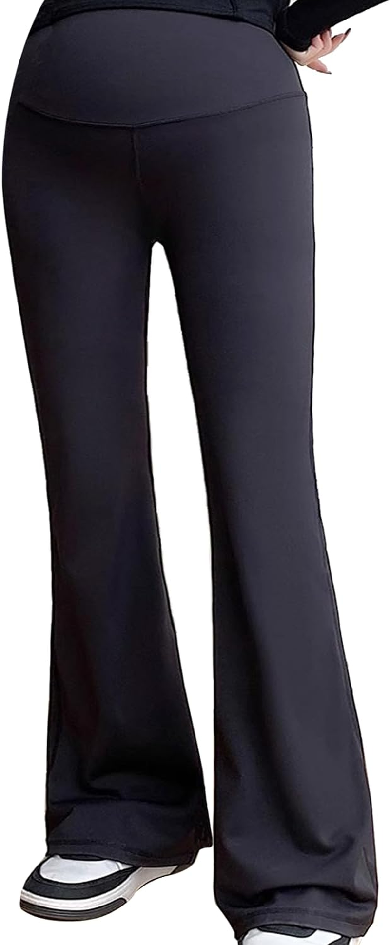 Alled Maternity Leggings over Bump,Buttery Soft Maternity Leggings Petite Flare, Pregnancy Pants image number 3