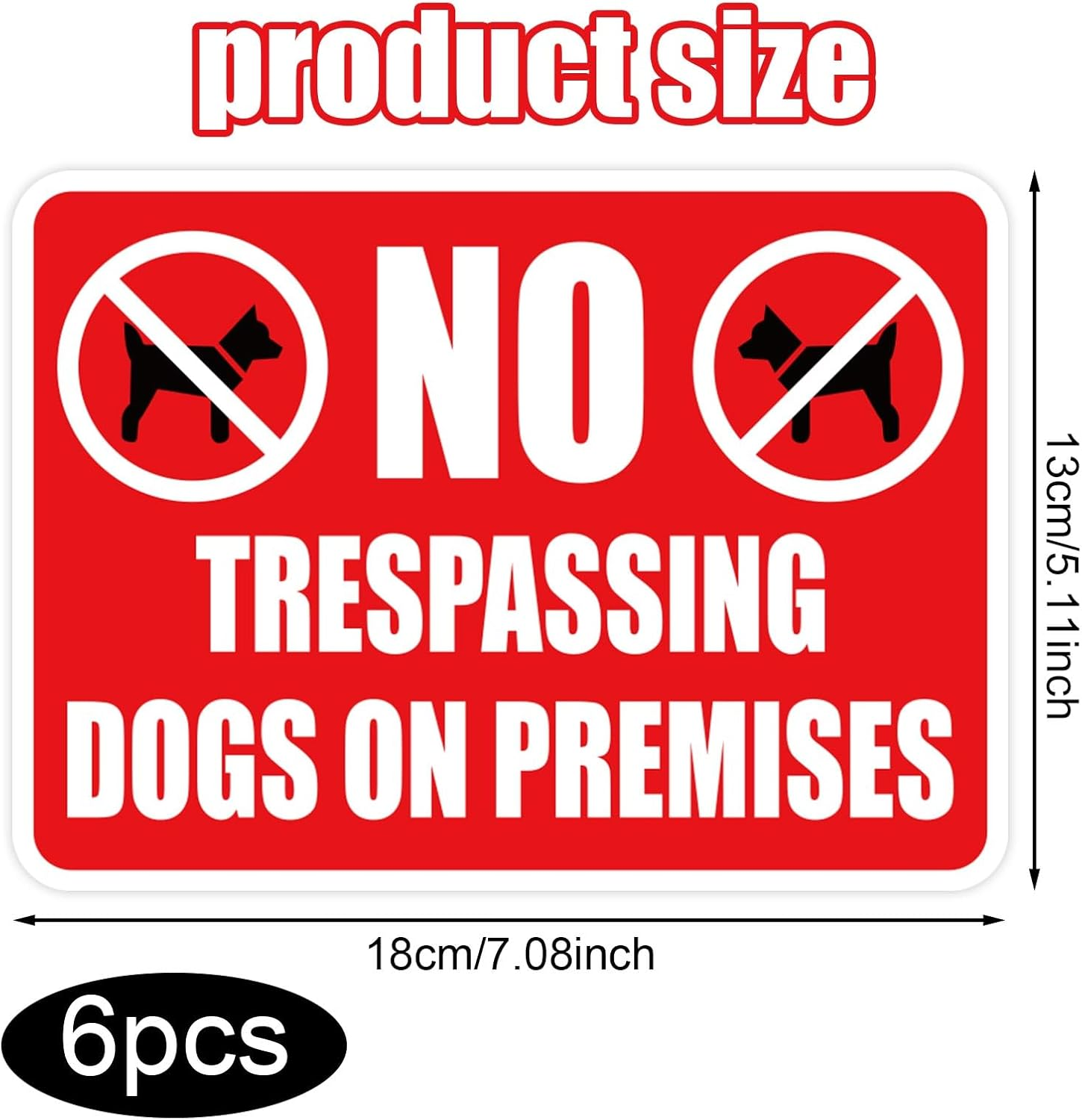 6Pcs Forbidden Access for Dogs on the Terrain Sign, 18X13Cm Dogs on the Terrain Sticker Waterproof Beware of Dogs Sign Prohibited Access for Dogs Sign for Home Garden Door Garden image number 3