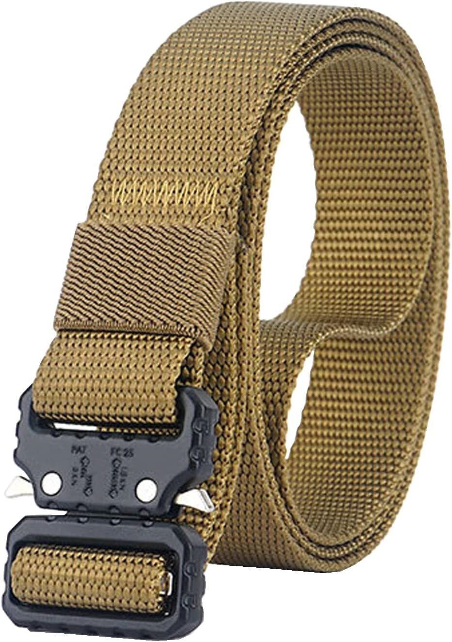 QAZSE 1 Inch Nylon Tactical Belt Quick Release Metal Buckle Heavy Duty Military Sports Skinny Webbing Work Belts for Men - Black-2 image number 6
