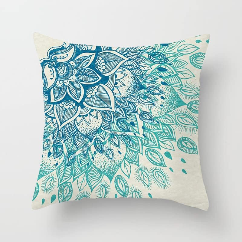 Set of 4 Luxton Boho Mandala Cushion Covers for Home Decoration, Aqua Blue Green Turquoise Cushion Covers Decorative Pillow Covers Square 45X45Cm - Design2 image number 7