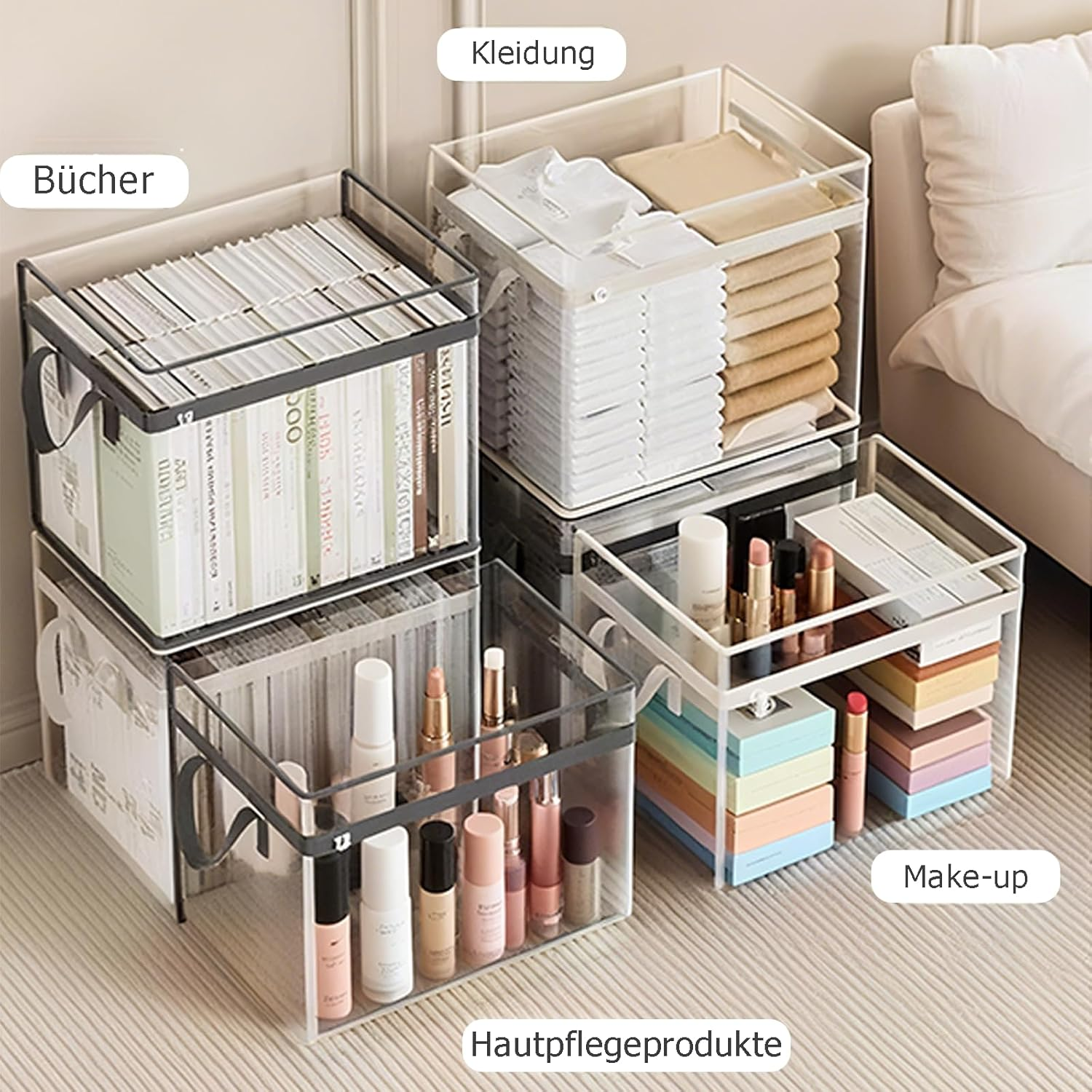 MIUPOO Large Cosmetic Bag, Waterproof, Toiletry Bag, Transparent, Make up Bag, Portable, Waterproof Makeup Training Box, Large Capacity Cosmetic Bag, Portable, Travel Make up Bag image number 4