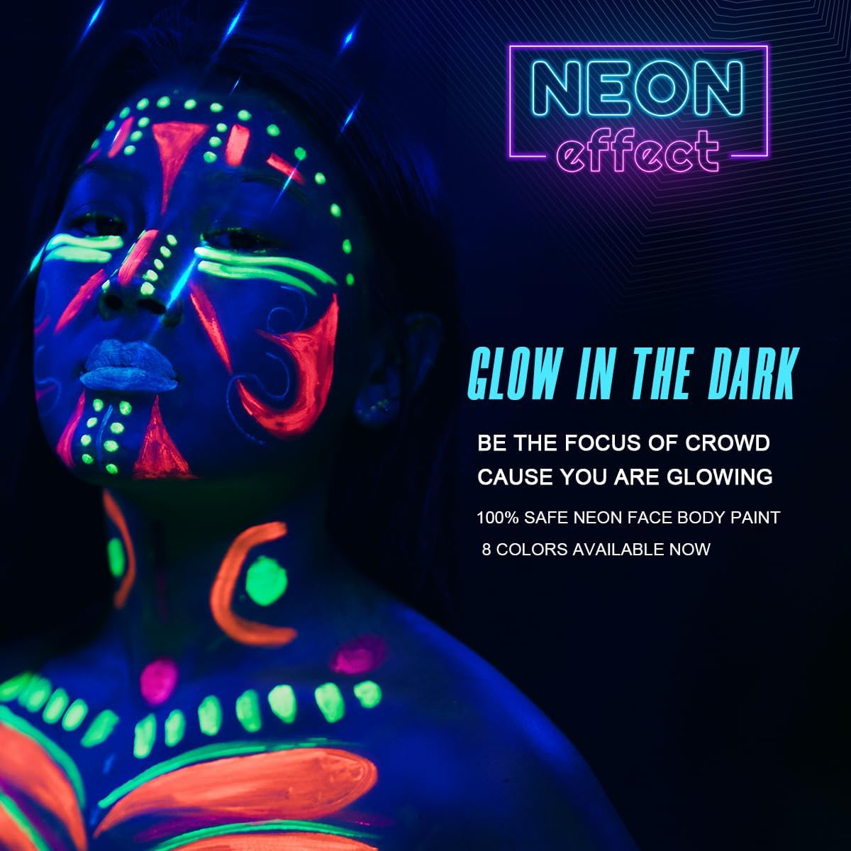 Bowitzki Professional Face Paint Body Paint Water Based Face Painting Makeup Safe for Kids and Adults Split Cake Single Color 30G Halloween Christmas Party (Neon Blue)