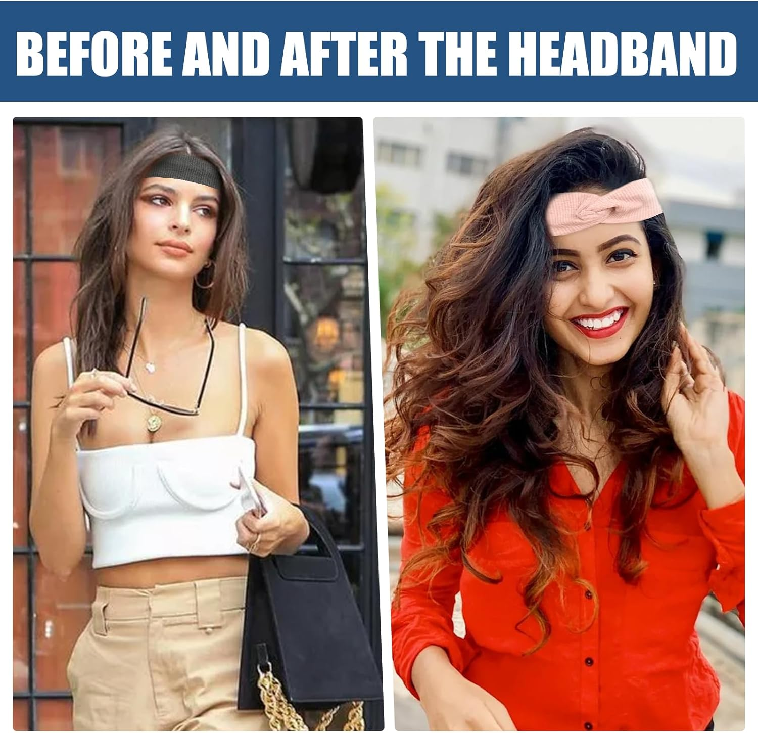 Pack of 6 Headbands Women'S Headband Girls Headband Women'S Winter Soft Elastic Twisted Non-Slip Turban for Short Hair, Yoga, Workout, Running, Sports, Hair Band Multicoloured for Girls Women image number 2