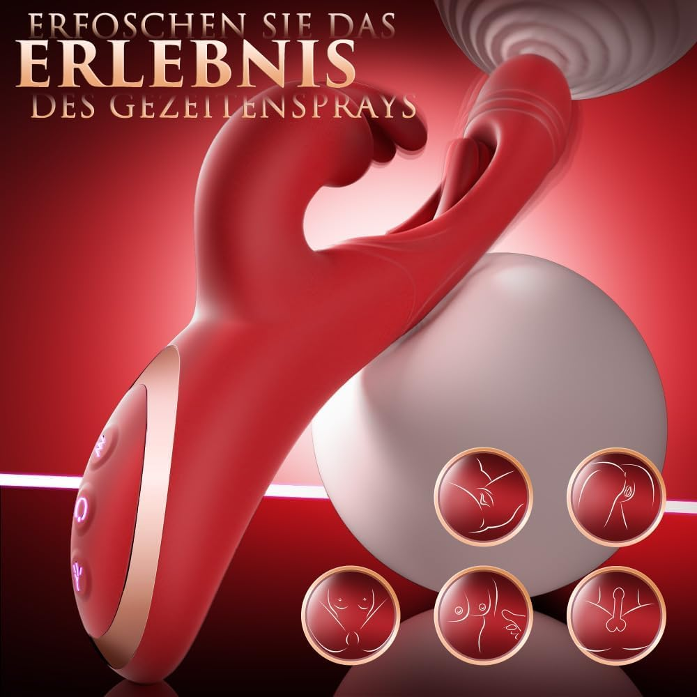 Vibrator Flapping Sex Toys G Spot Adult Toys, Rabbit Vibrators with 12 Flapping & 12 Vibrating Modes Adult Toys, 3 in 1 New Hollow Structure Dildos Vibrator Sex Toys for Women (Red)