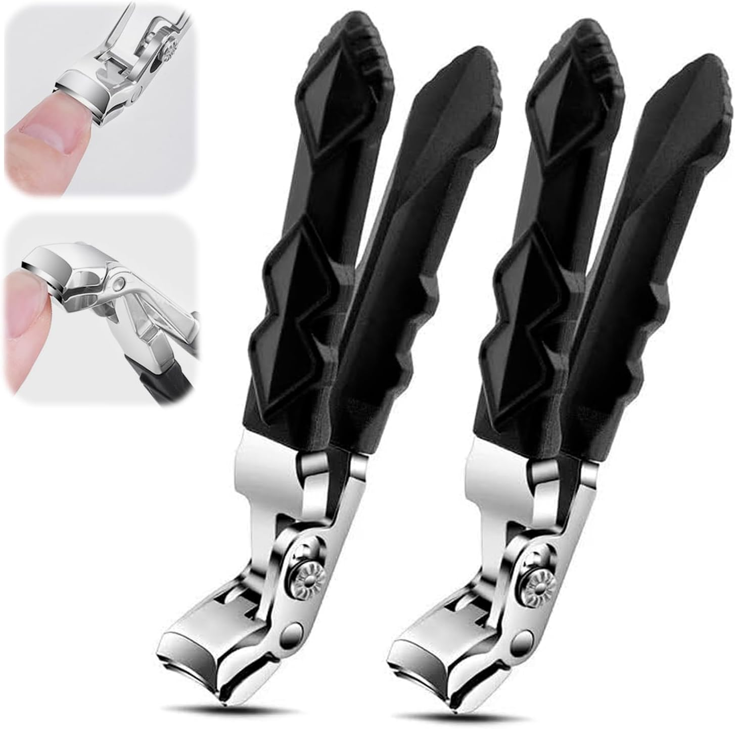 Clipmaster Pro Nail Clippers for Seniors, Clip Master Pro Toenail Clippers, Long Handled Ergonomic Curved Toenail Clippers for Seniors, Wide Jaw Thick Toenail Clipper Men Women, 2 PCS