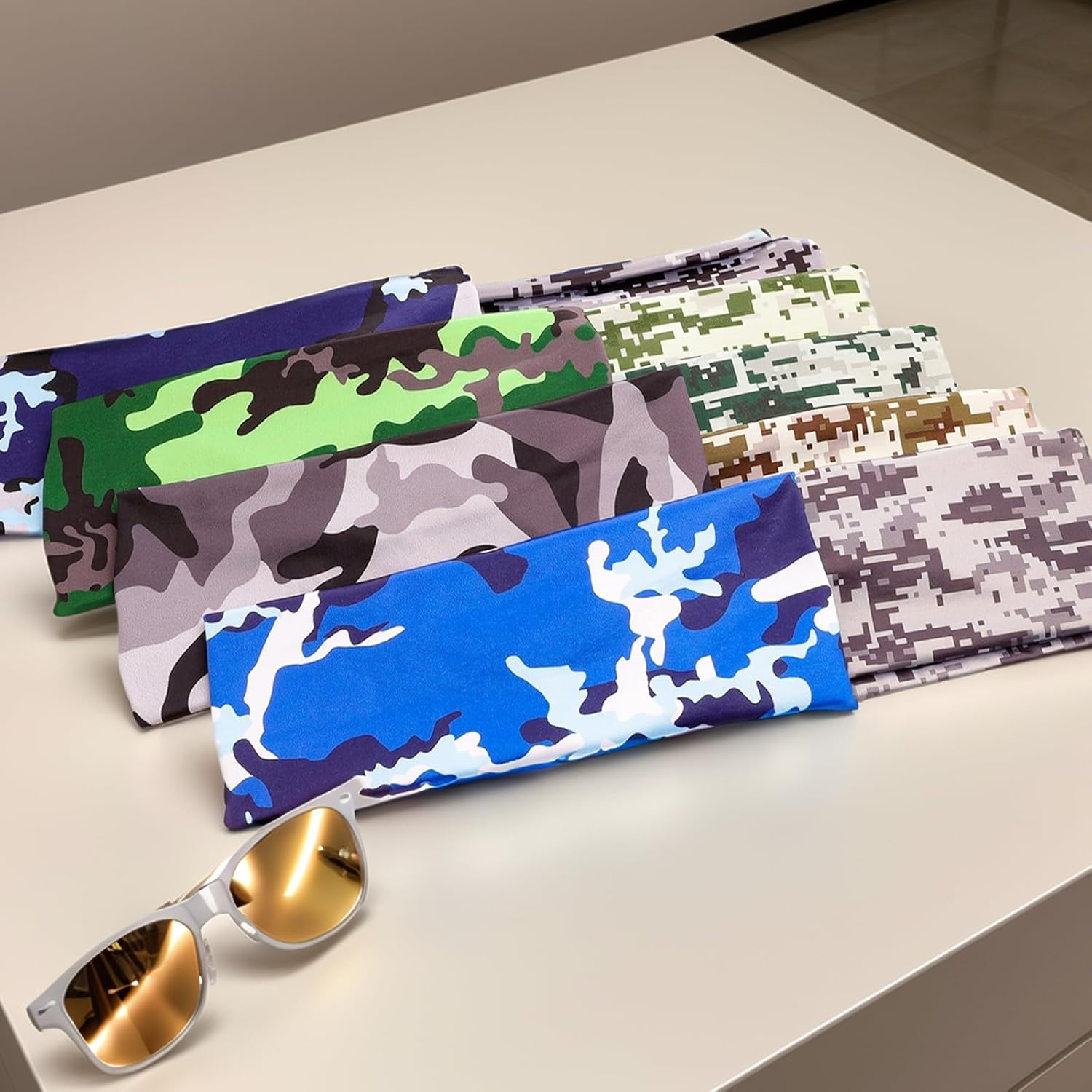 9 Pack Sports Headband for Men Sweat Headband for Men Running Headband Workout Headband Mens Wide Sweatband Stretchy Headband for Cycling Running Football Basketball Yoga Workout image number 1