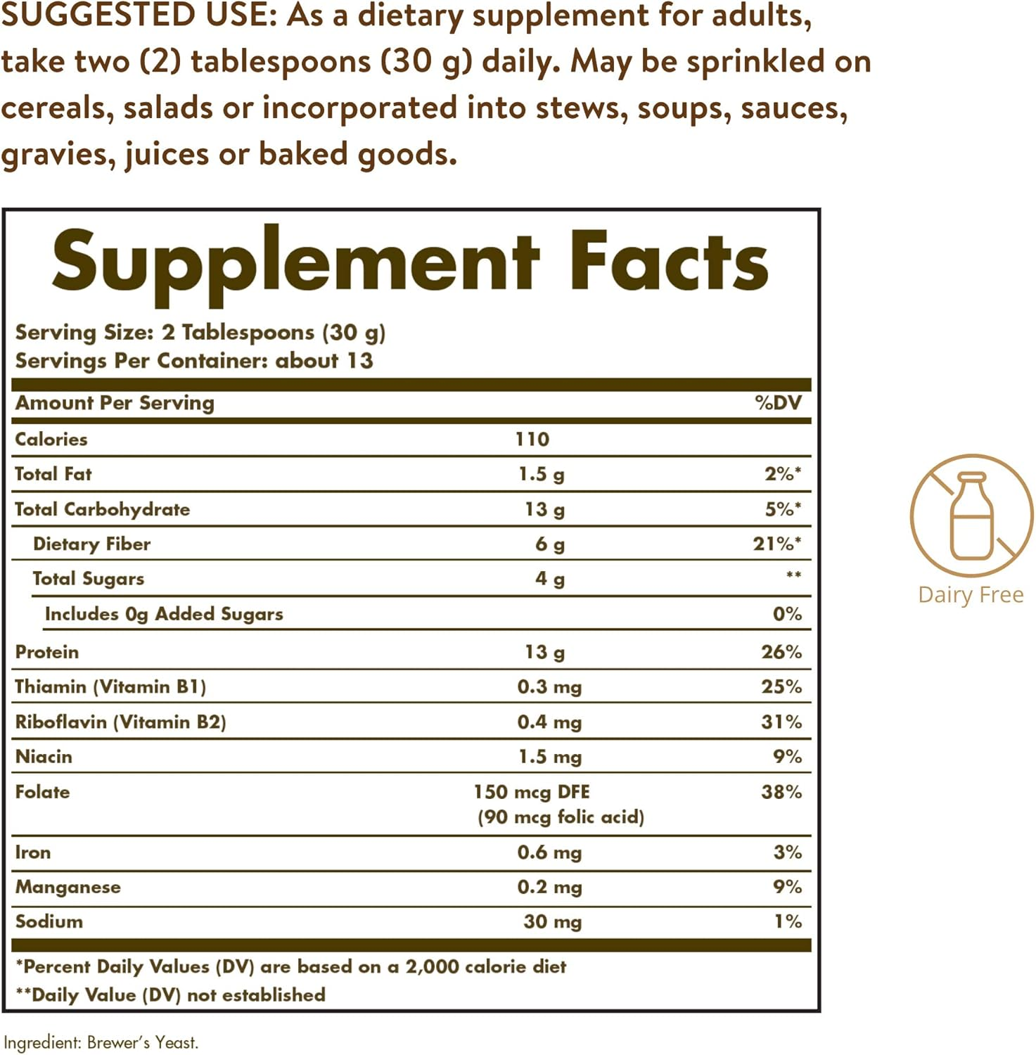 Solgar Brewer'S Yeast Powder 14 Oz image number 1