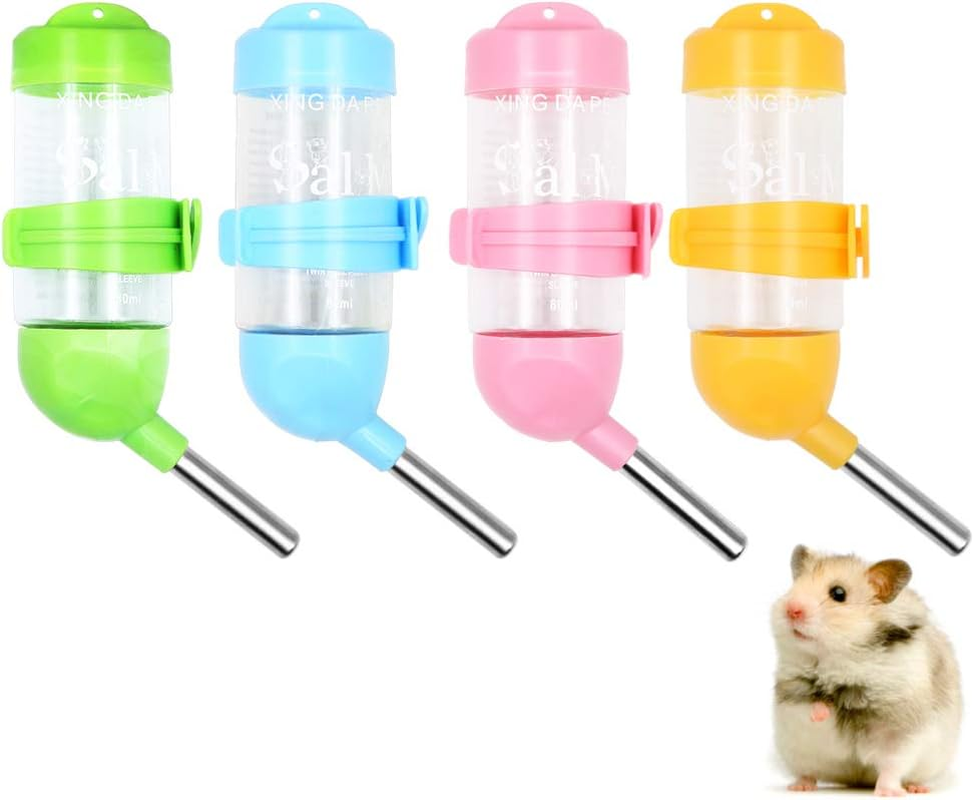 Geluode 4 Pcs 80Ml Hamster Water Bottles,No Grip Hanging Water Dispenser Small Animal Automatic Water Feeder for Hamster,Rabbit, Guinea Pig, Squirrel,Small Animal image number 1