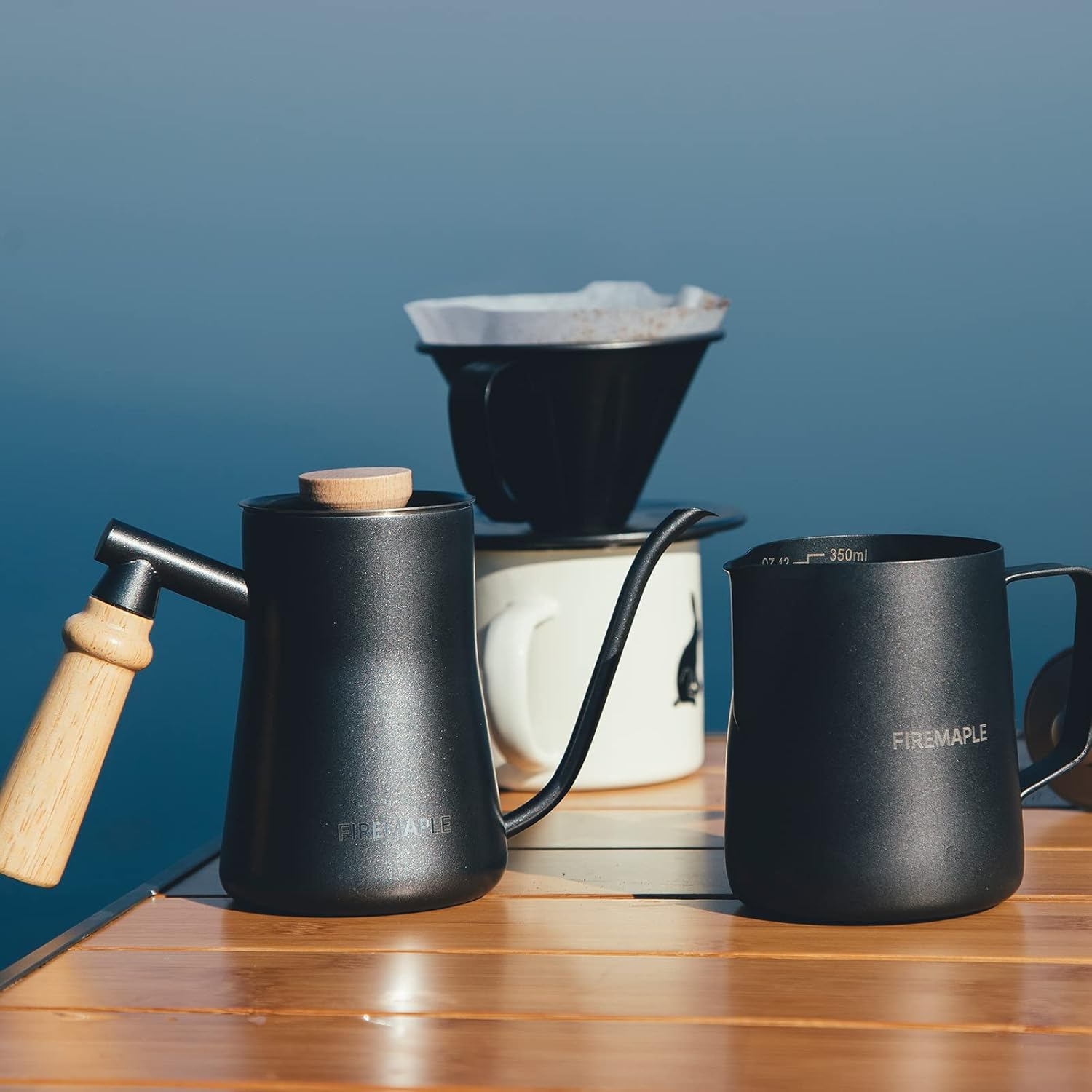 Firemaple Orca Milk Frothing Pitcher 12Oz, Black-Espresso Milk Steaming Pitcher Suitable for Coffee, Latte and Frothing Milk, Ideal for Camping, Travel, Office, Home image number 2