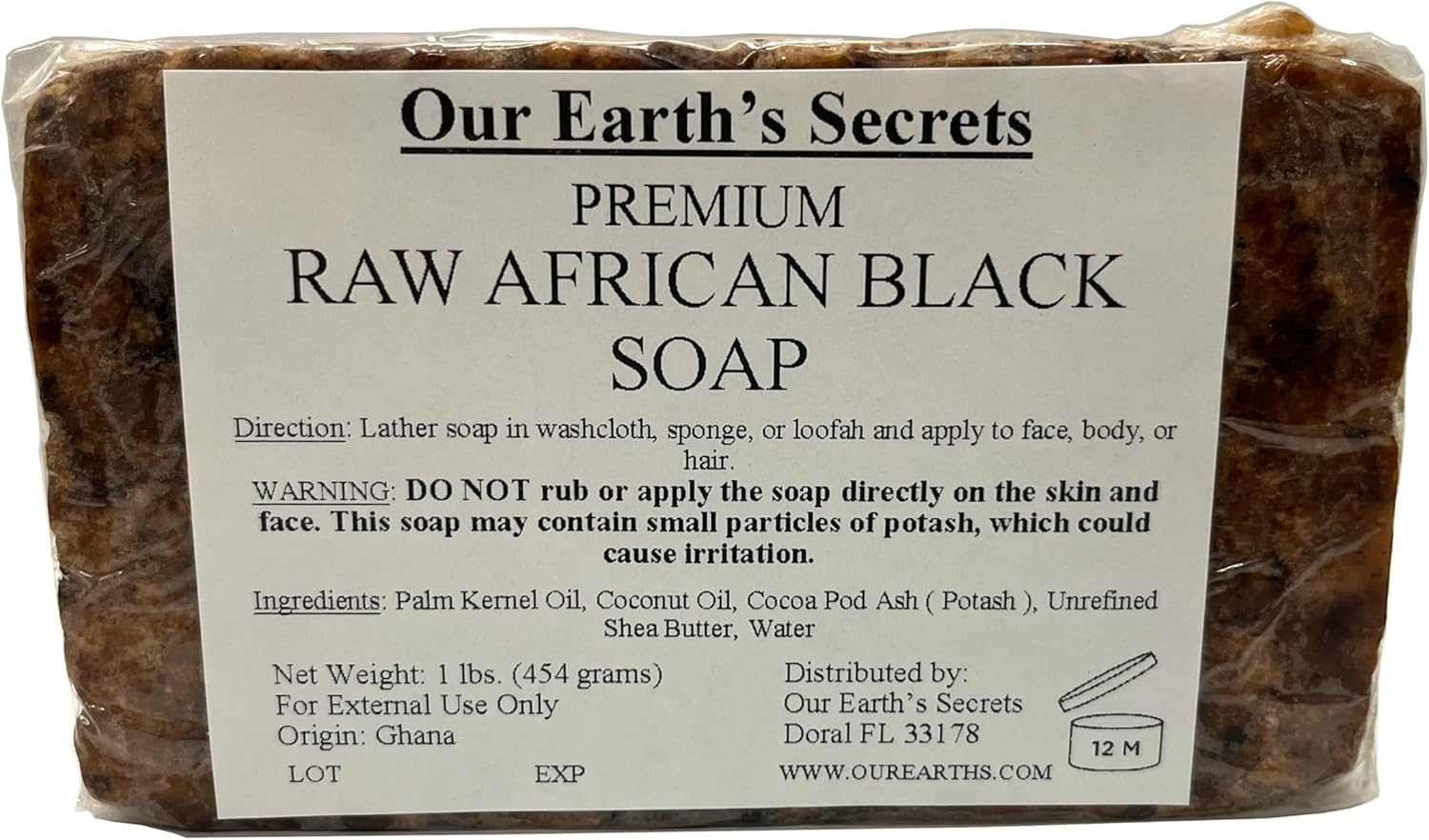 Our Earth'S Secrets Raw African Black Soap, 1 Lb.