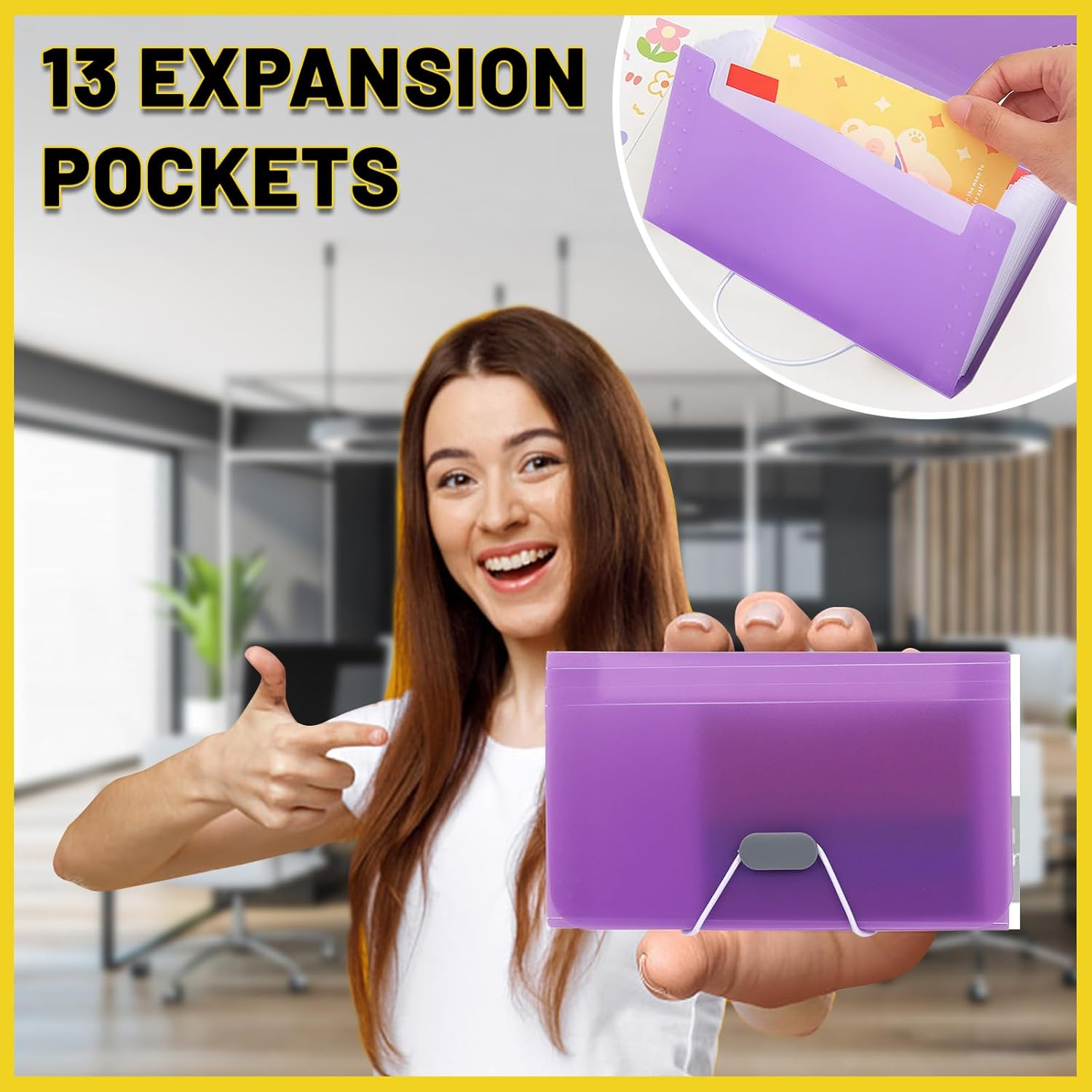 4Pcs A6 Expanding File Folder with Label, 13-Pockets Mini Accordion File Organizer Portable Receipt Organizer Mini Organizer Wallet for Storage Invoice Receipt Cards image number 2