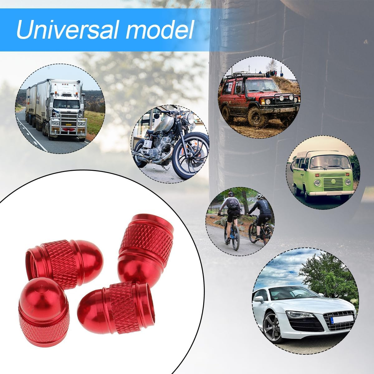 CGEAMDY Pack of 8 Car Valve Caps Cover, Car Valve Aluminium Caps, Car Tyre Bullet Valve Cap, Tyre Valve Dust Caps, Universal Replacement (Red) image number 5
