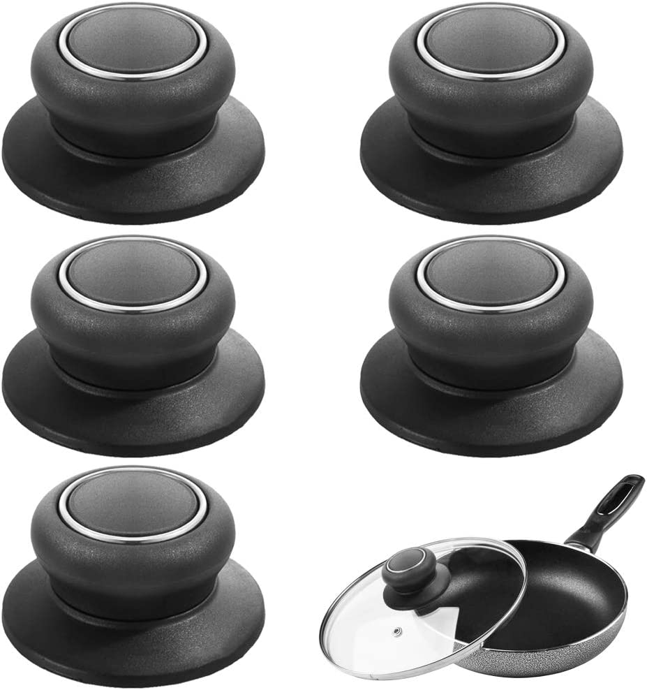 5 Pcs Pot Lid Knobs,Sonku Pot Lid Top Replacement Knob Handle Knobs for Casserole Kettle Cover Glass Saucepan Lid Pot-Black image number 2