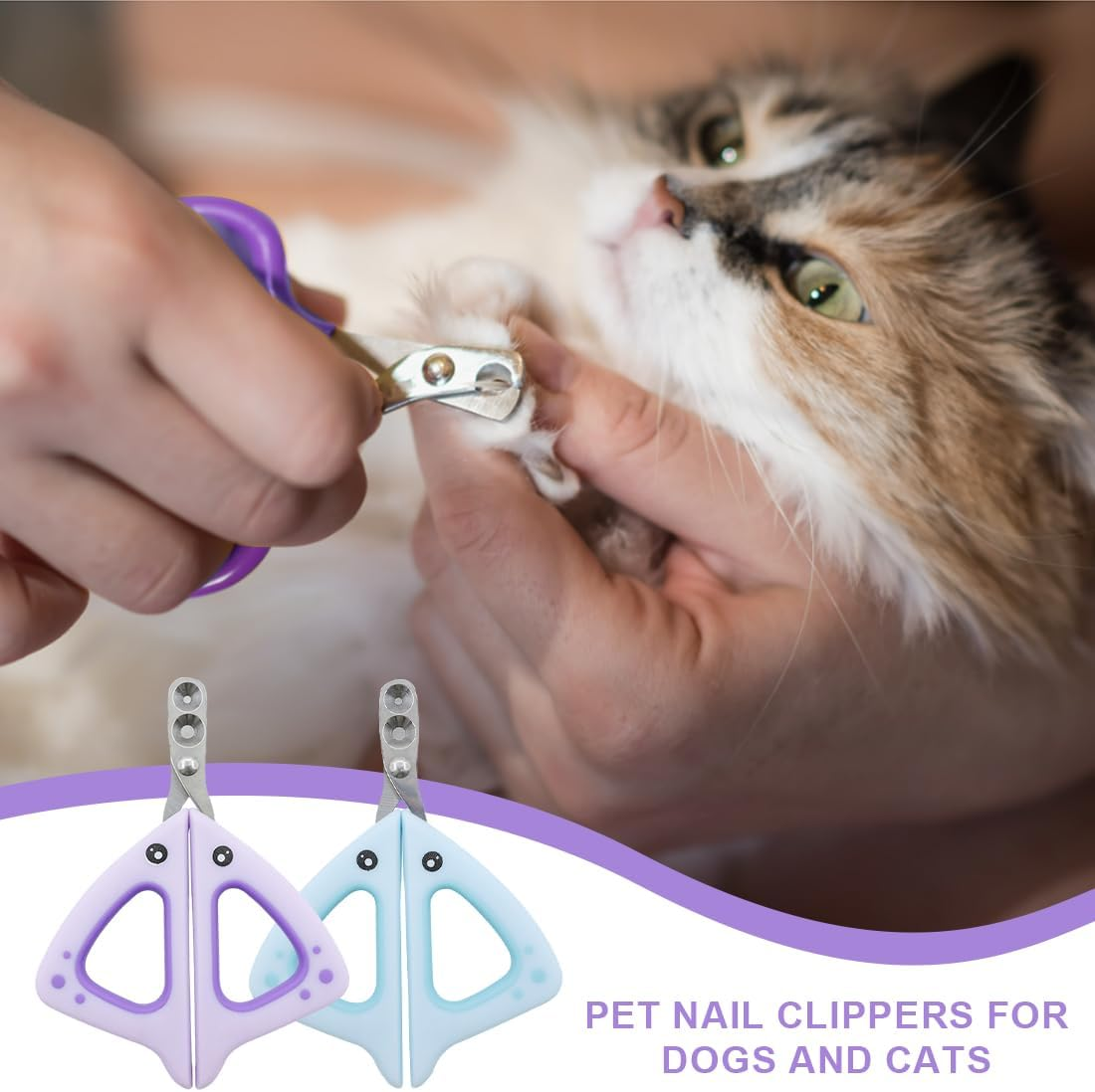 CPJJ Pack of 2 Cat Nail Clippers, Cat Claw Scissors, with 2 Mm and 4 Mm Conical Hole, Nail Clippers for Pet Cats, A, D