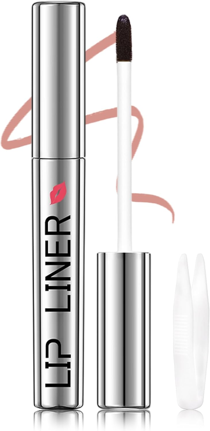 Erinde Peel off Lip Liner Stain with Tweezer, Matte Peel off Tattoo Lip Liner, Long Lasting Waterproof Lip Gloss, Transfer-Proof Highly Pigmented Color Lipliner #1 Rose Pink