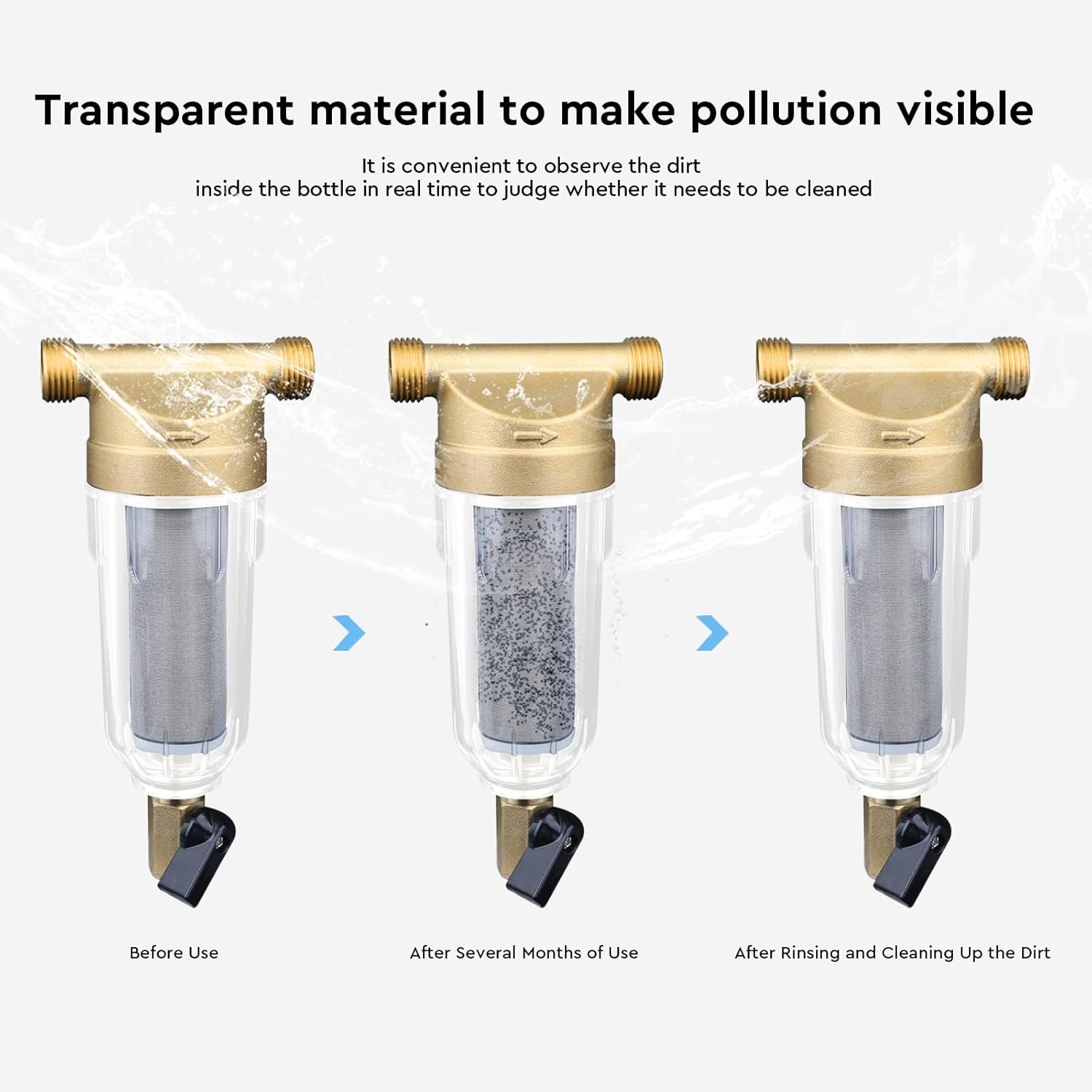 Reusable Flushable Fine Filter, Spin down Sediment Water Filter, Water Filter, Garden Hose, Iron Filter for Well Water, Tap Water Filter Water (1/2 Inch Male Thread) image number 5