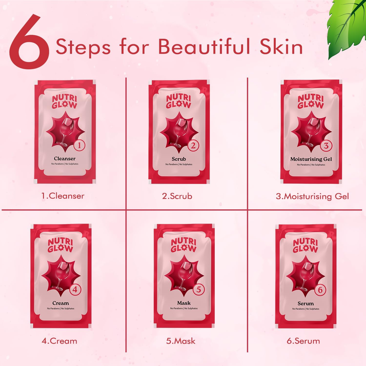 Nutriglow Natural'S Advanced Pro Formula Wine Facial Cleanup Kit for Glowing Skin |Blemish Free, Fairer Complexion| 10 Gm Each image number 6