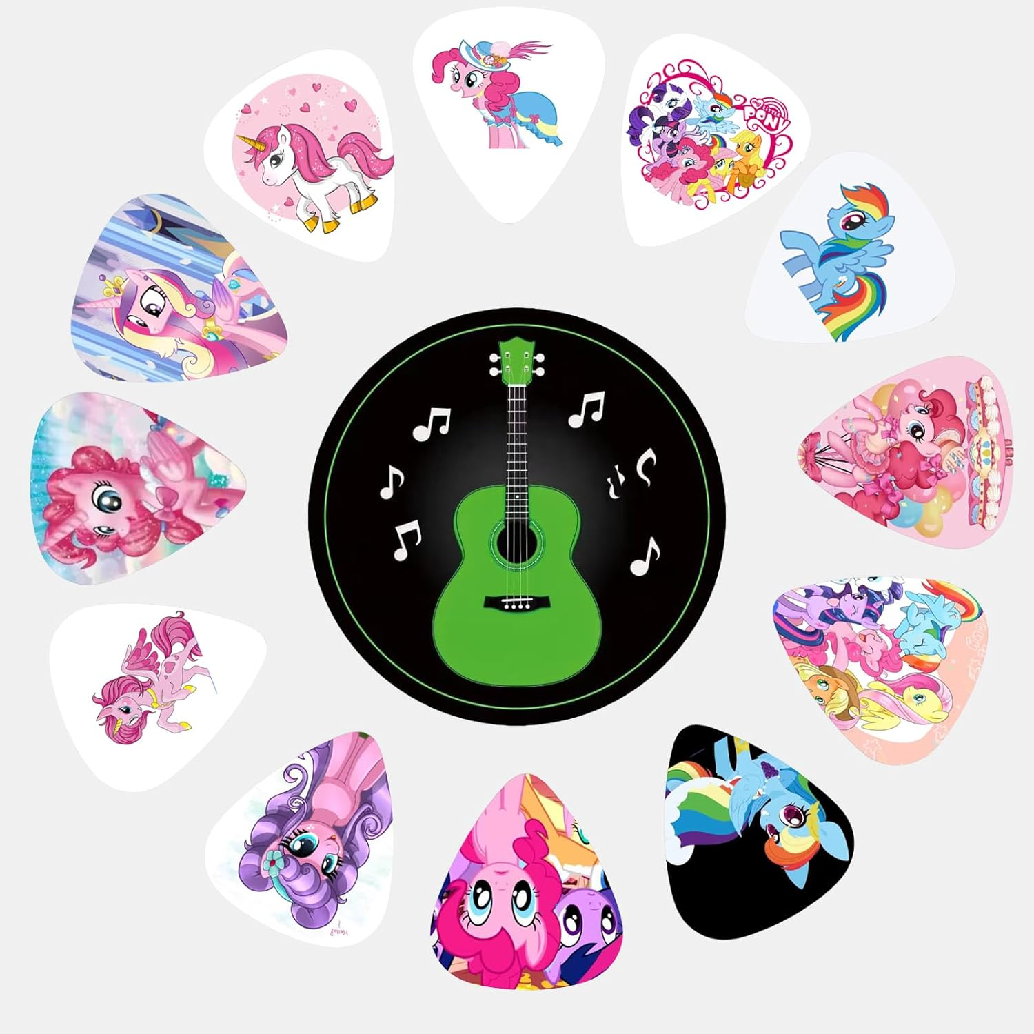 16 Pack Guitar Picks with Organizer Storage Box, 3 Different Thickness Colorful Celluloid Guitar Picks Plectrums for Acoustic Guitar, Electric Guitar, Bass, Ukulele