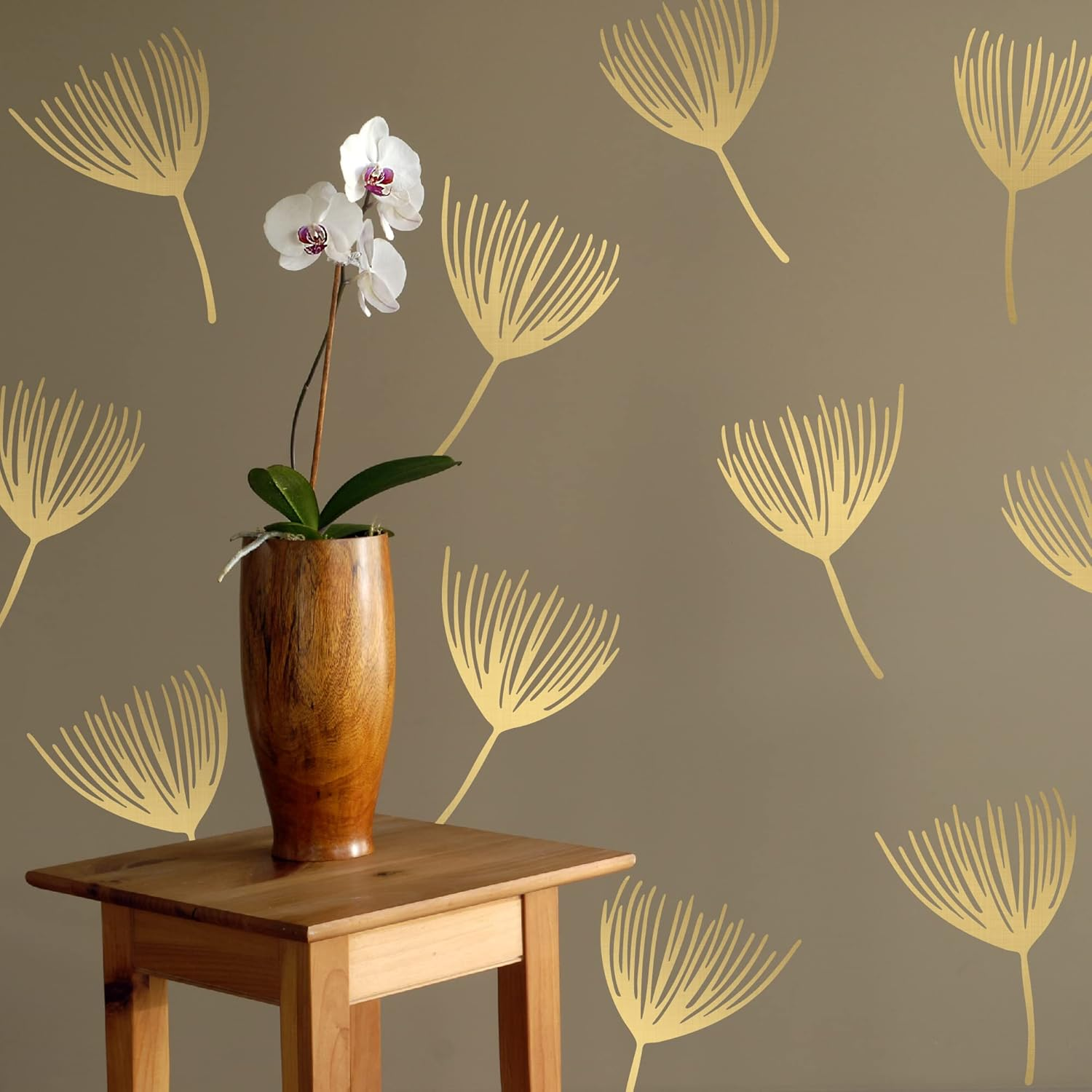 SHYJSHYJ a Room with Metallic Gold Vinyl Flowers Wall Decals, Peel and Stick Modern Floral Dandelion Pappus Stickers for Bedroom Livingroom Home Wall Art Decor image number 6