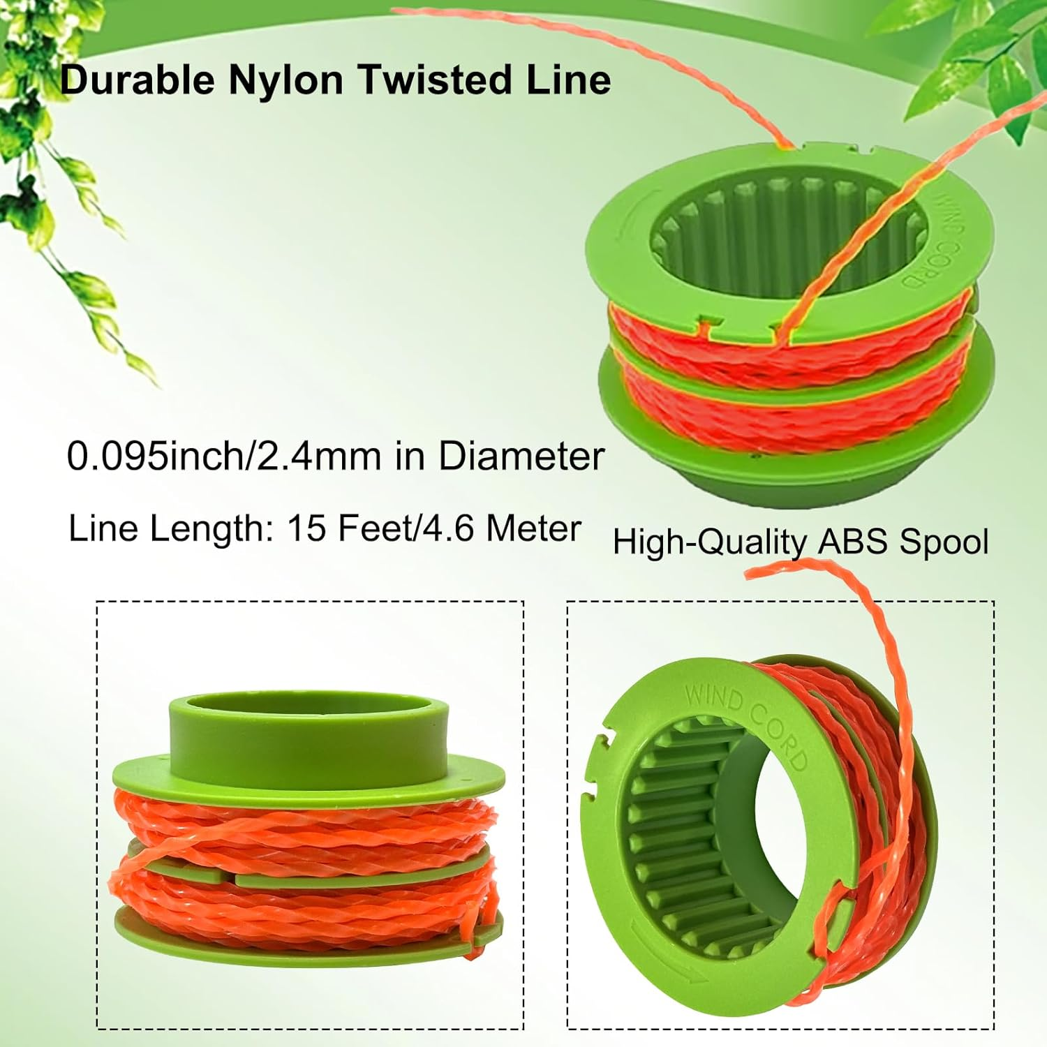AS1300 Replacement Trimmer Spool Line Fits for EGO 15-Inch ST1500SF ST1623T ST1502LB ST1502SA ST1521S ST1511T ST1523S ST1500-S ST1520S String Trimmer, 3 Pack AS1300 Trimmer Spool Line 0.095'' 15FT image number 2