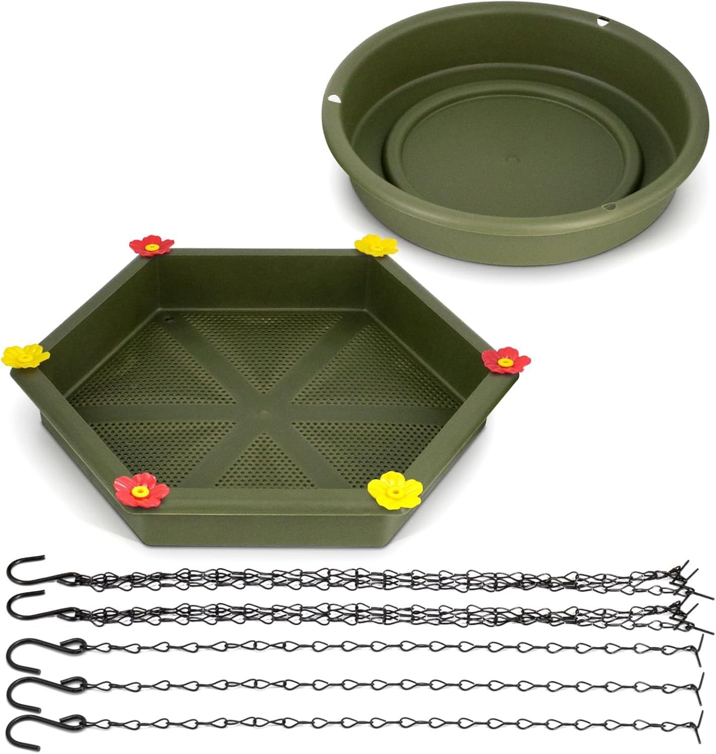 XXL Dual-Function Hanging Bird Bath & Feeder - Outdoor Tray for Garden Birds (Green)​ image number 3
