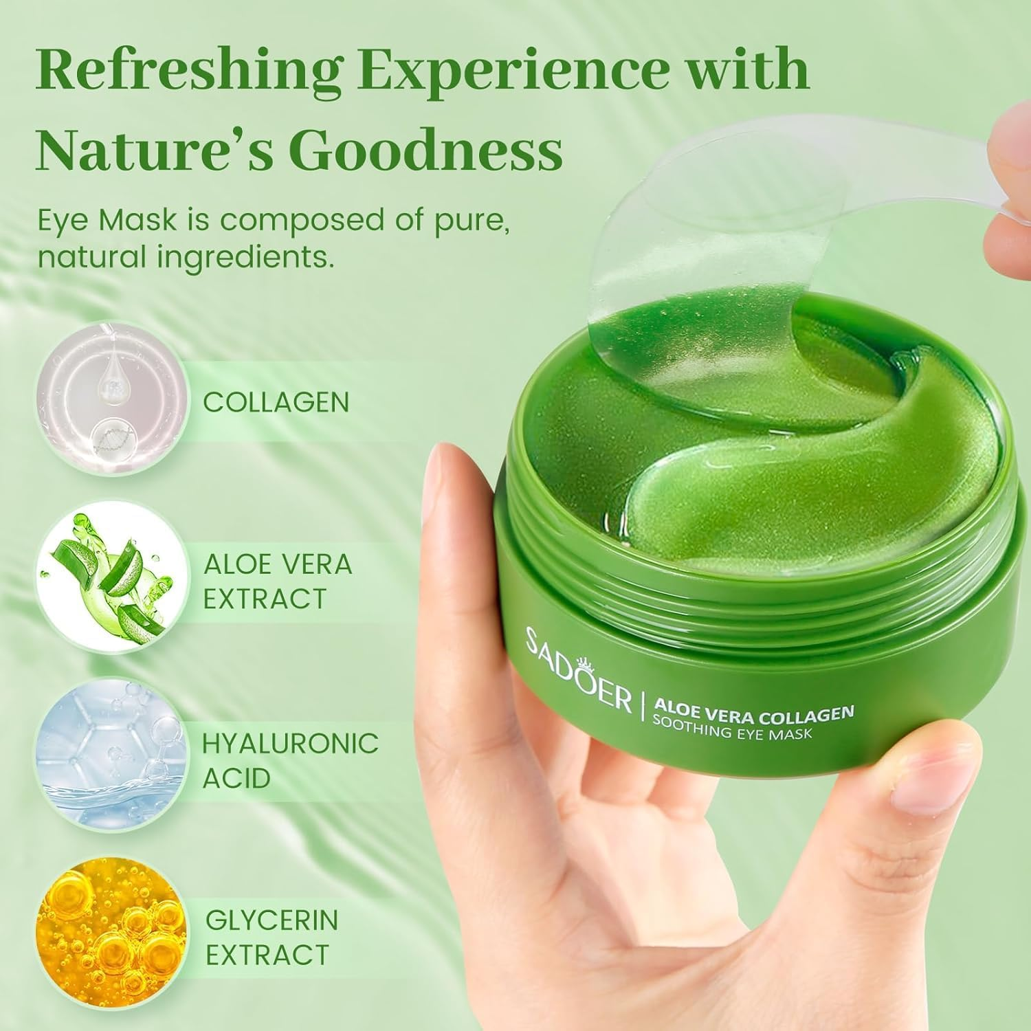 Under Eye Gel Patches, Eyes Collagen Masks with Aloe Vera Ingredients, Hydrating and Effective Anti-Wrinkle Patches for Dark Circles & Puffiness, 60 Pcs