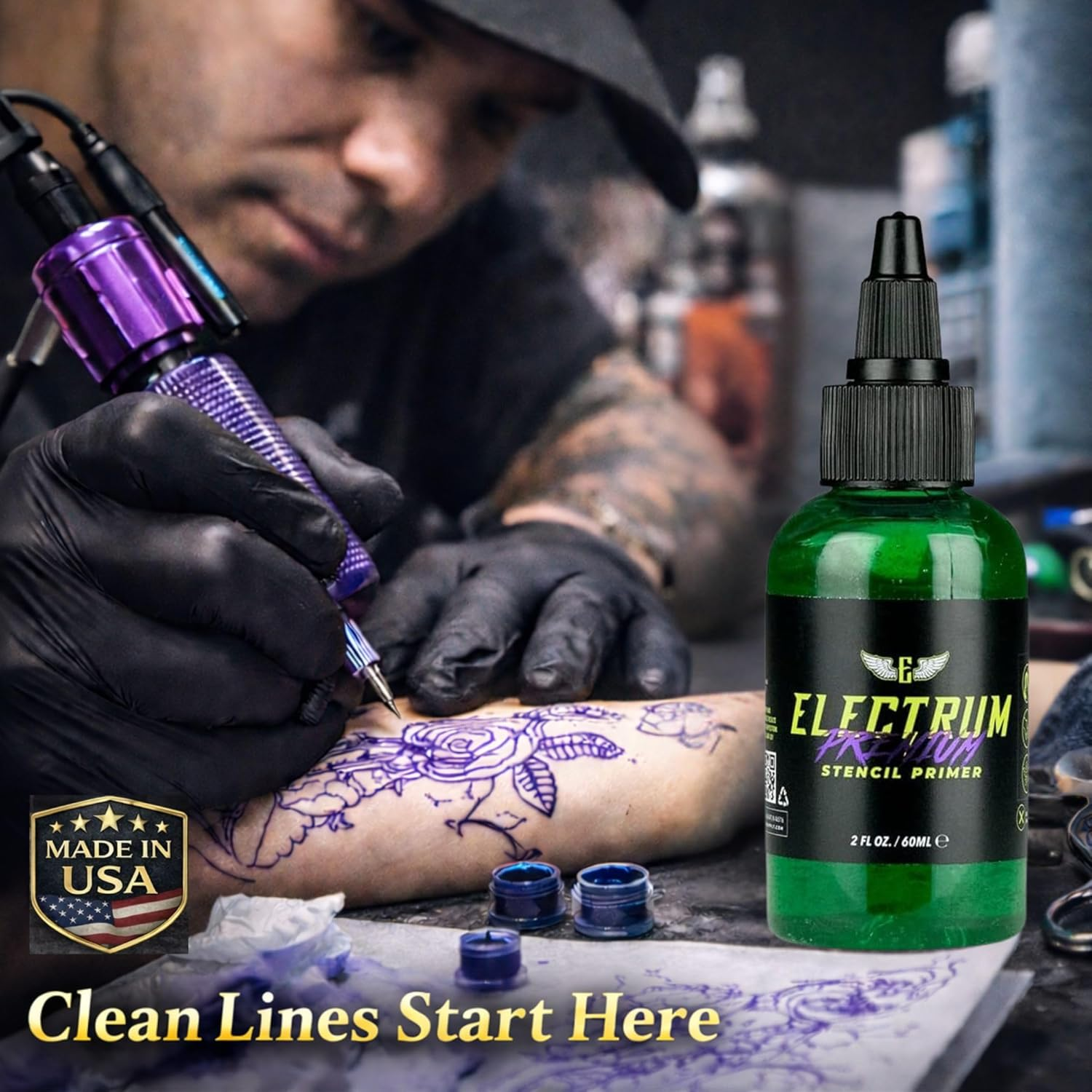 Electrum Tattoo Transfer Gel Solution - Stencil Application Gel for Carbon and Marker Stencils, Made in the USA by Tattoo Artists, 2 Ounces image number 1