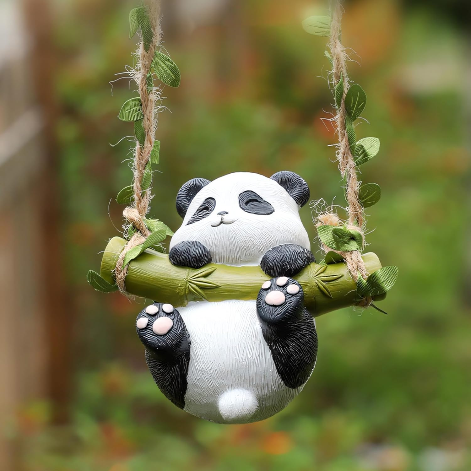 Plush Panda Statue Decor, Cute Hanging Animal Statue, Garden Decor for Outdoor & Indoor Spaces &ndash; Weather-Resistant Hanging Decoration for Patio, Lawn, Yard, or Home Decoration
