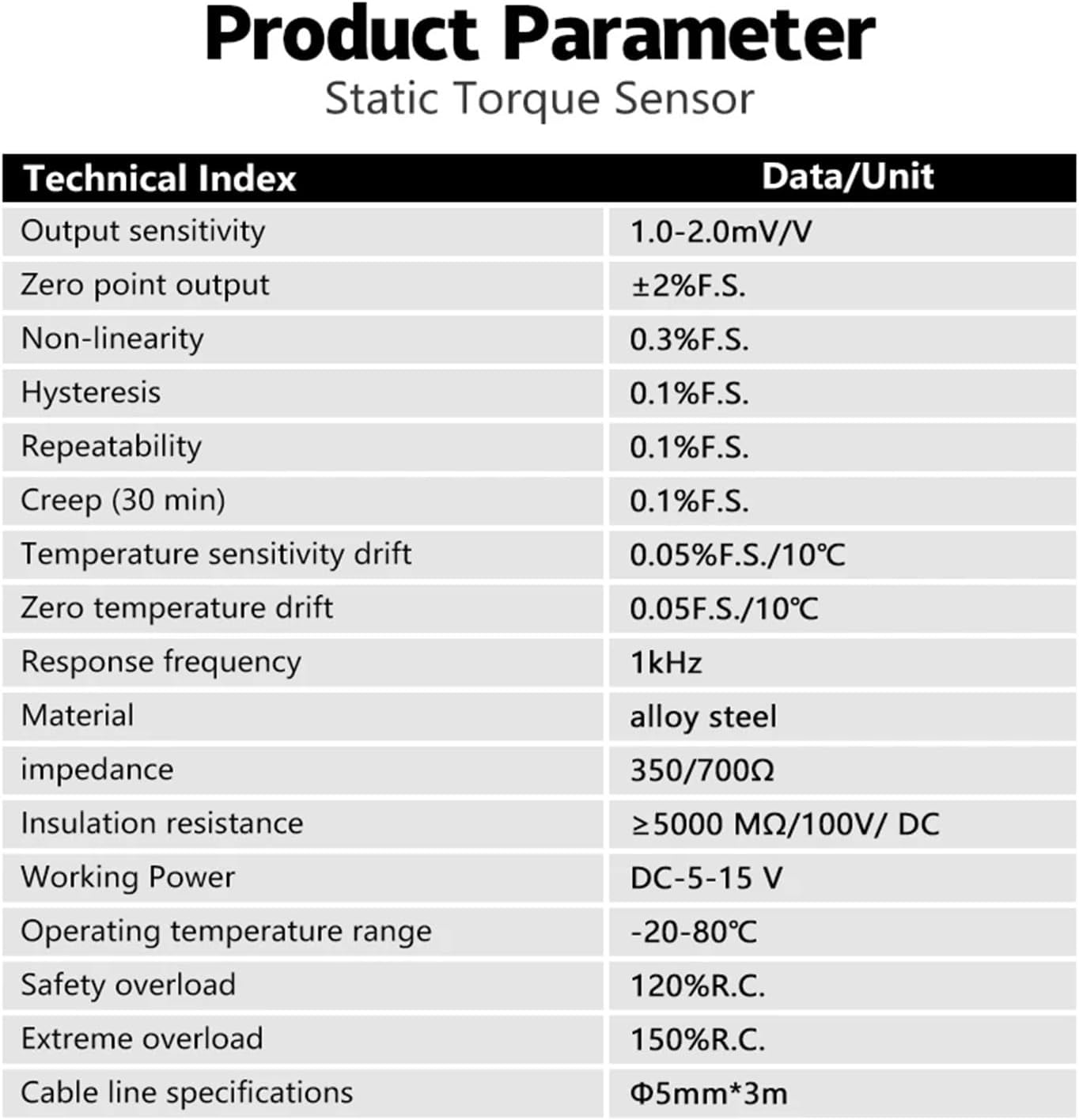 Torque Force Sensor 20Nm 500Nm 5000Nm Static Double Flange Rotary Non-Continuous Transducer to Measure Force, Pressure, Displacement, Strain(5000Nm) image number 5