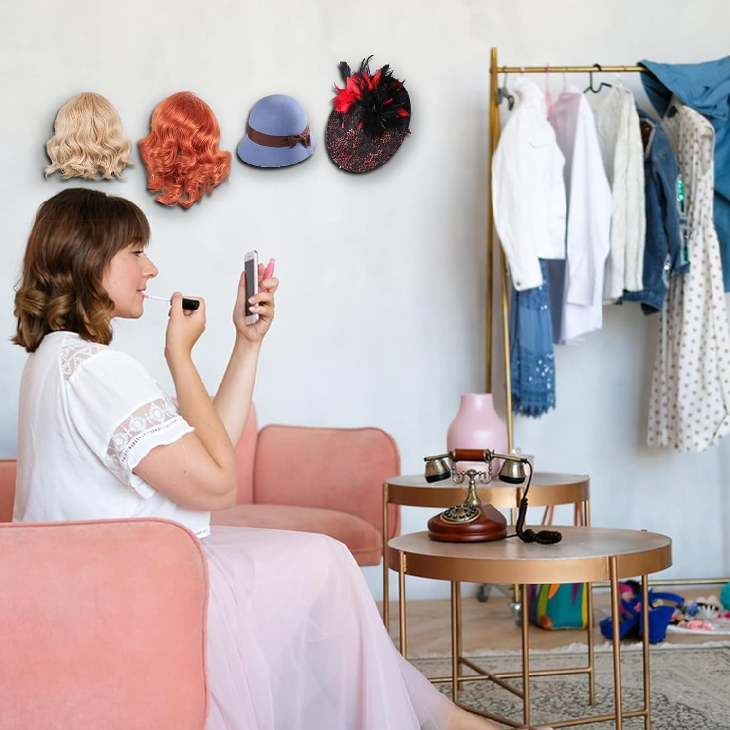 Lhysn Wig Stand Wall Mount, Hanging Wig Holder Head Wig Rack for Multiple Wigs Storage for Mannequin Head (4 Pcs) image number 2