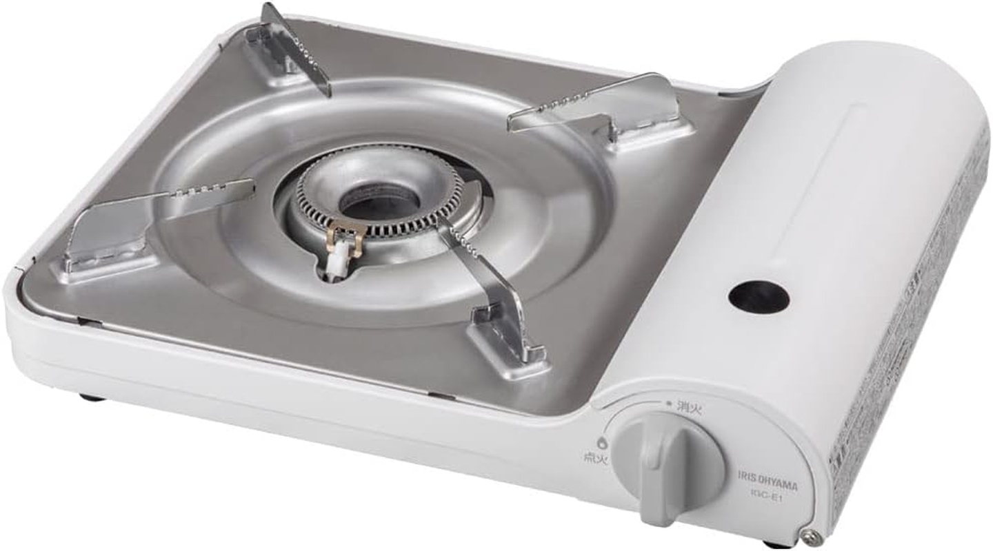 Iris Ohyama IGC-E1-W Cassette Stove, Aluminum, Off-White, Outdoor, Camping, Disaster Prevention, Tabletop Stove, Pot, Sukiyaki, Yakiniku, Home Party,