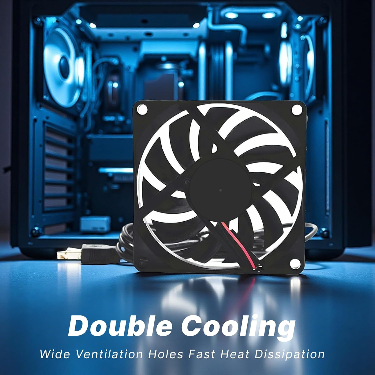 5V 0.25A 80Mm USB Computer Case Cooling Fan, 80X10Mm Brushless DC Cooler Fan, Quiet Operation, Sleeve Bearing, USB Connector for PC, Laptop, and Electronics Cooling (8Cm) image number 4
