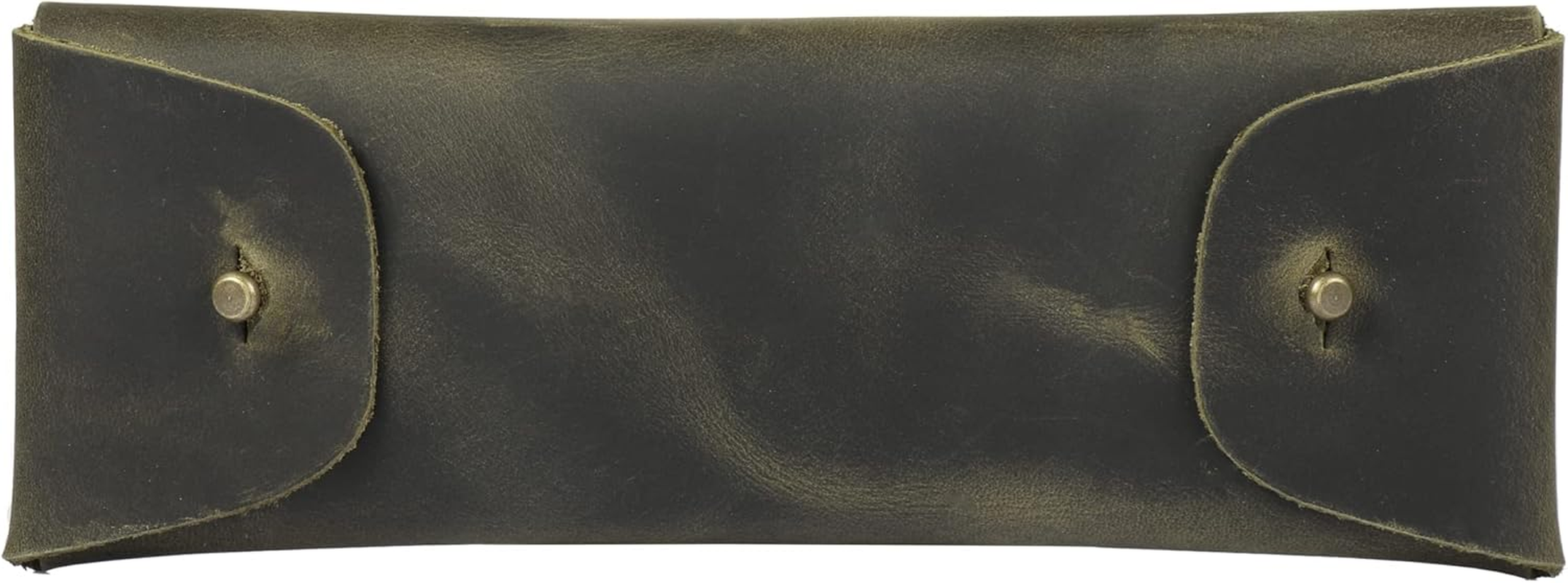 Otto Angelino Genuine Leather Pen Case with Metal Snap Fastener, Pencil Pouch Stationery Bag - Camel image number 4